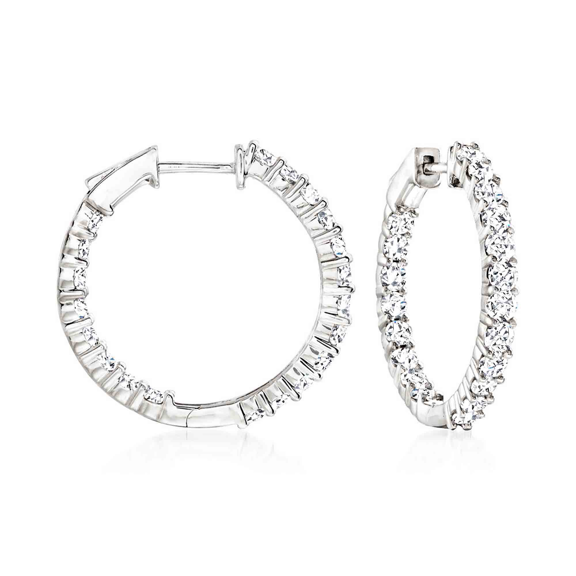 2.00 ct. t.w. Diamond Inside-Outside Hoop Earrings in Sterling Silver ...