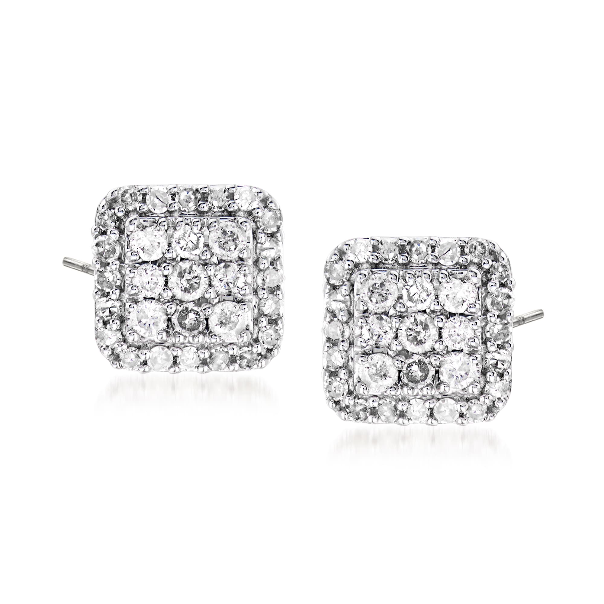 .50 ct. t.w. Diamond Square-Shaped Stud Earrings in Sterling Silver ...