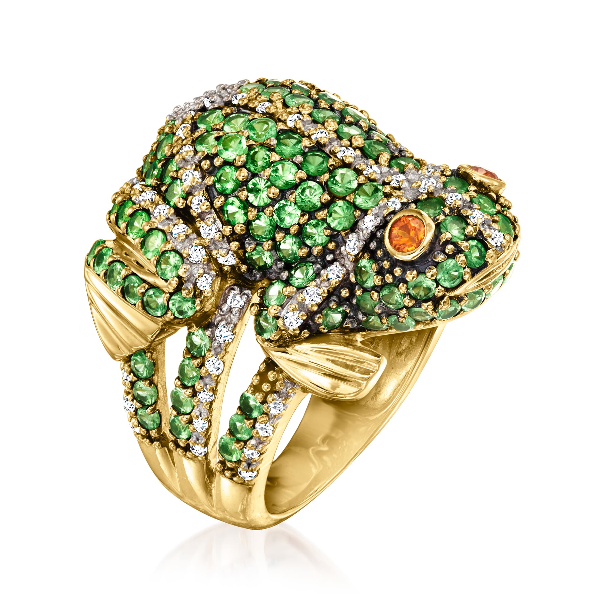 C. 2000 Vintage 3.35 ct. t.w. Tsavorite Frog Ring with .50 ct