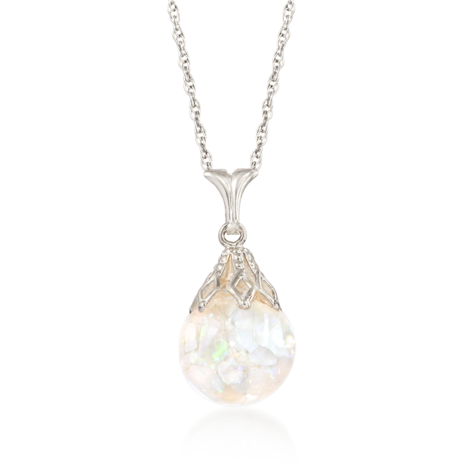 Floating Opal Pendant Necklace in 14kt White Gold Ross Simons