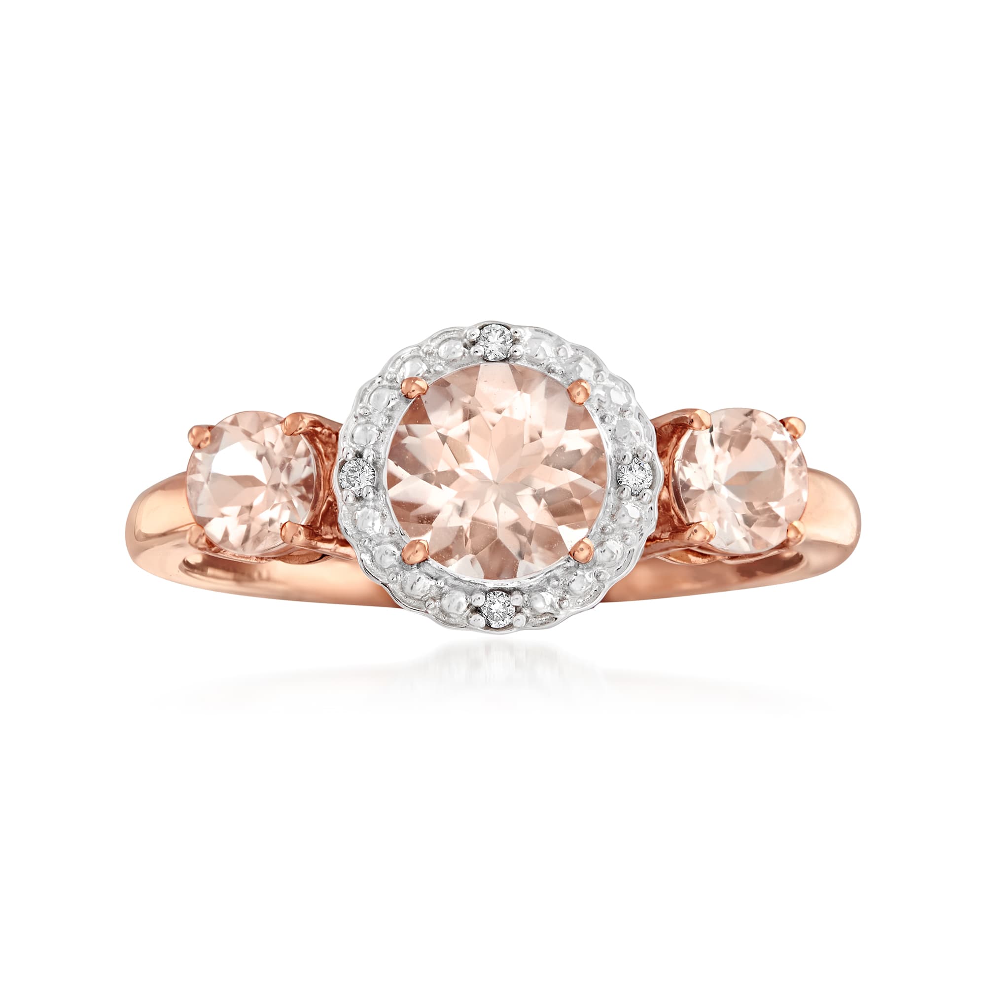 1.25 ct. t.w. Morganite Ring with Diamond Accents in 14kt Two-Tone Gold ...