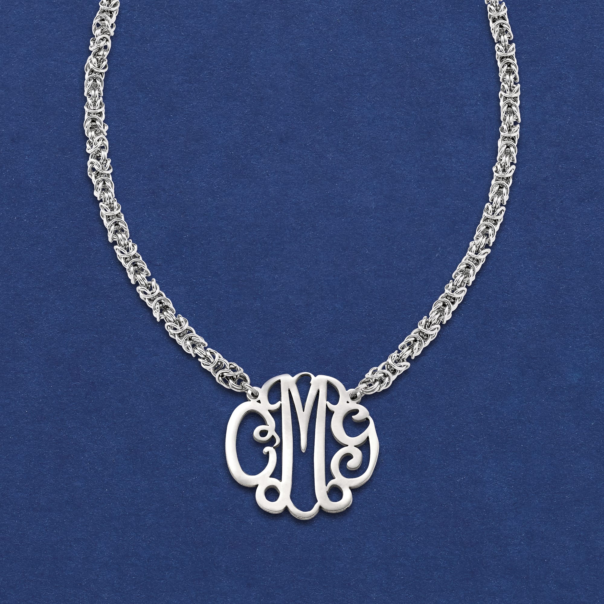 Ross-Simons - Sterling Silver Personalized Monogram Necklace. 18
