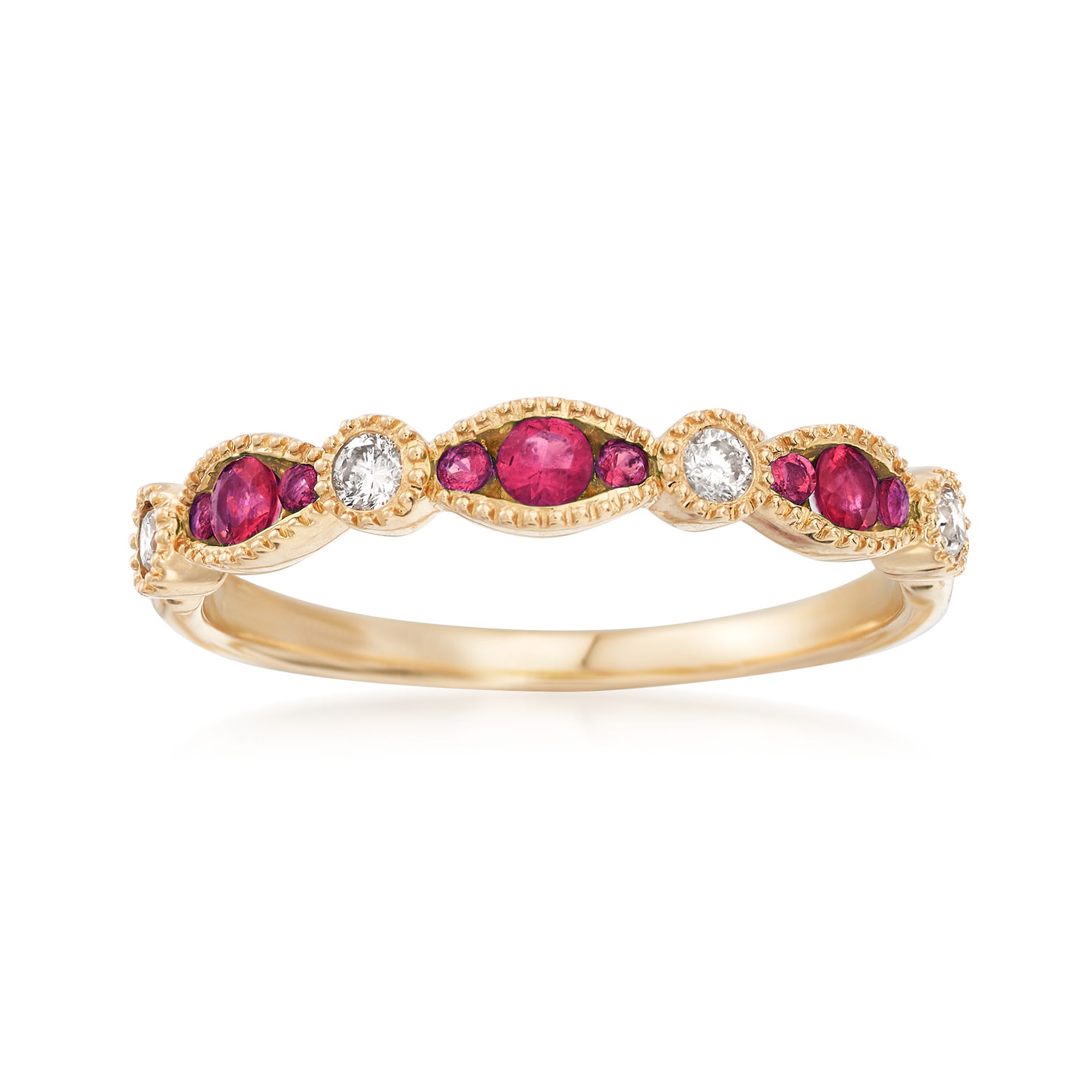 .17 ct. t.w. Ruby and .11 ct. t.w. Diamond Ring in 14kt Yellow Gold ...