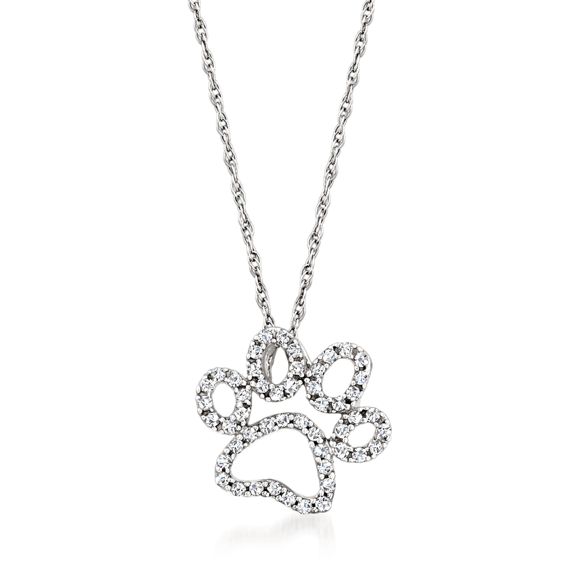 20 ct. t.w. Diamond Paw Print Pendant Necklace in 14kt White Gold