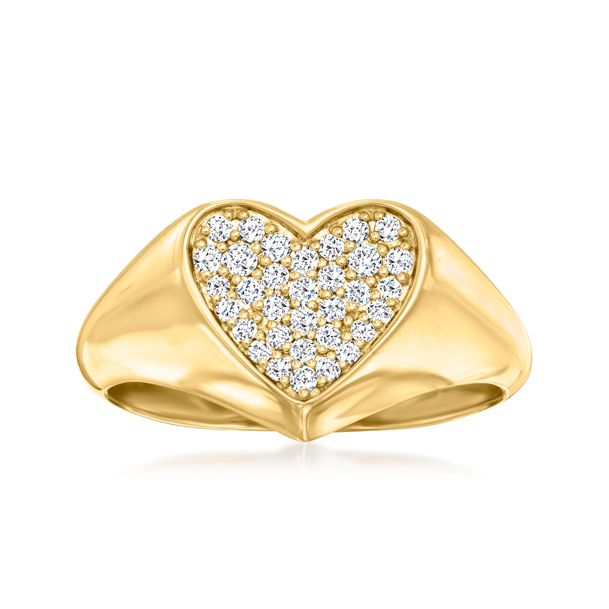 .25 ct. t.w. Pave Diamond Heart Cluster Ring in 14kt Yellow Gold | Ross ...