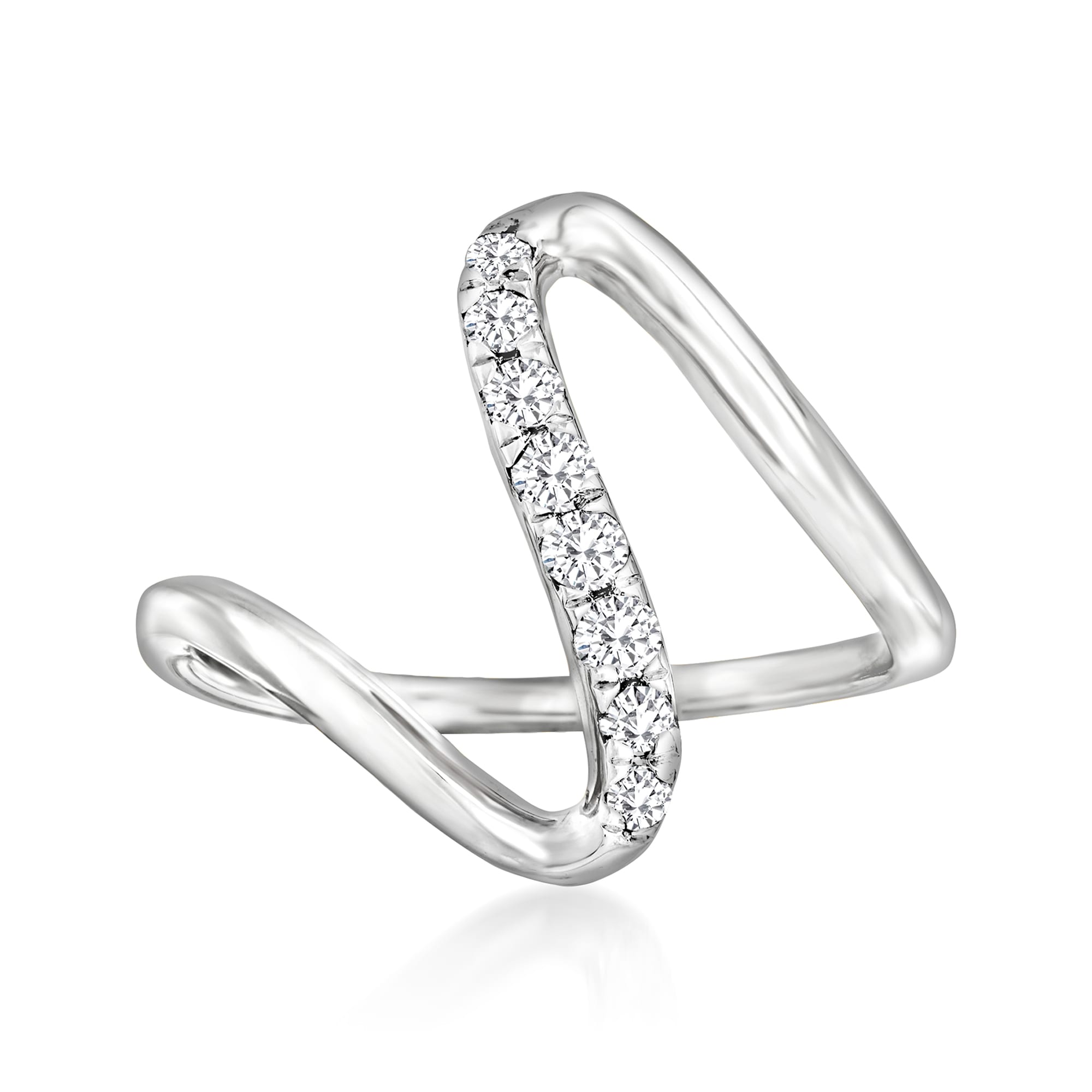 .25 ct. t.w. Diamond Wave Ring in Sterling Silver | Ross-Simons