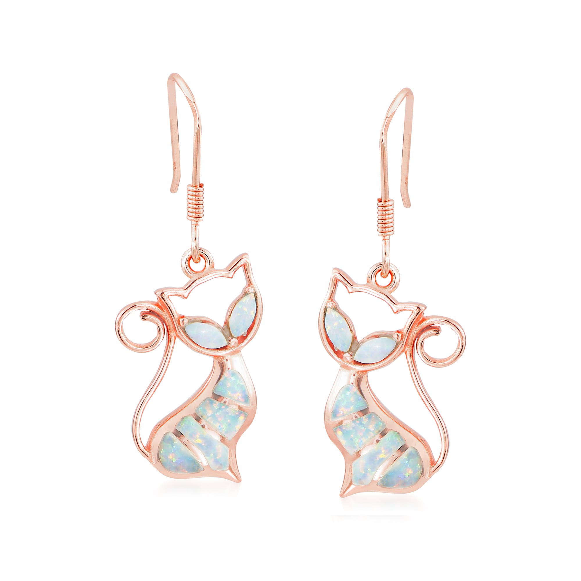 Rose gold cat earrings on sale