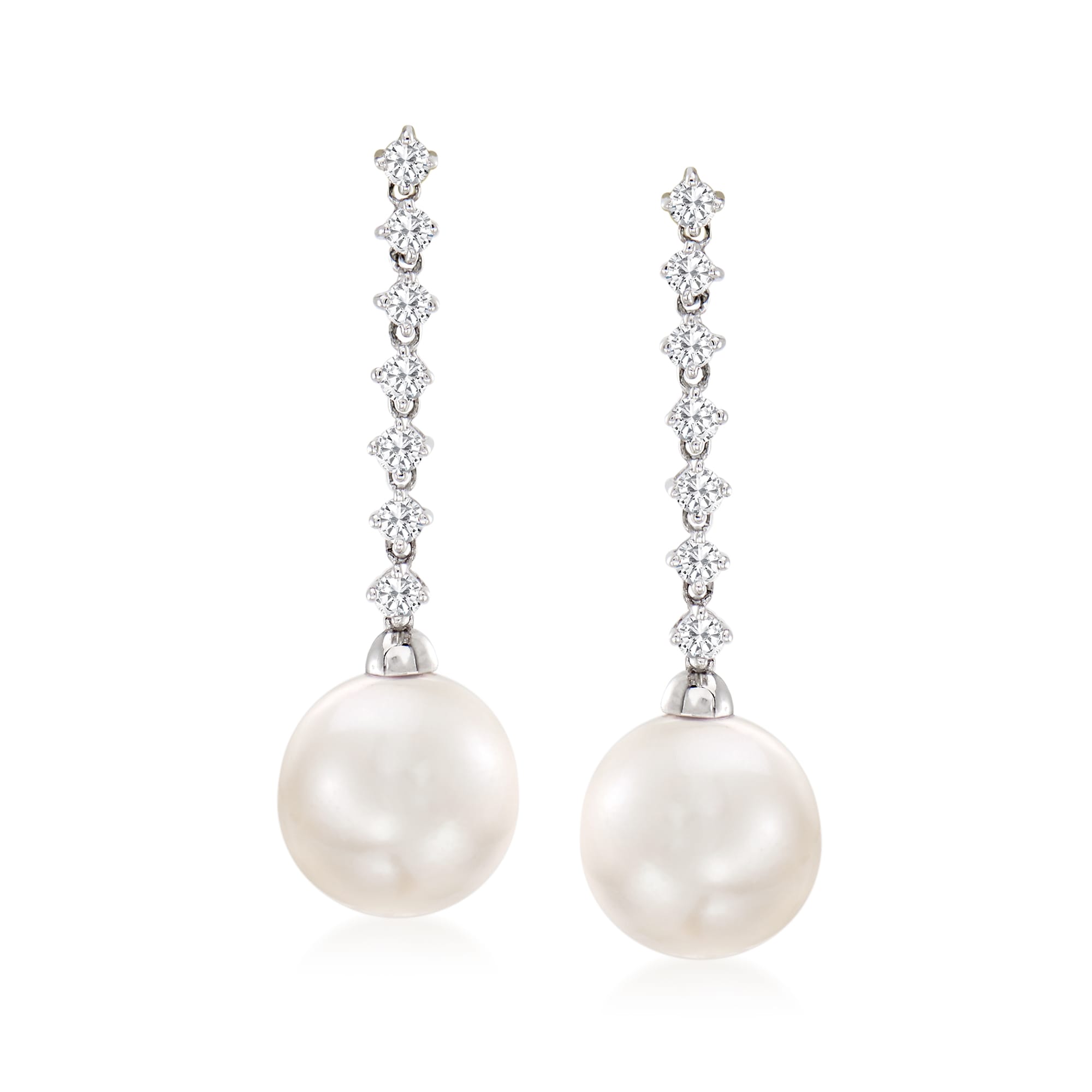 10-11mm Cultured South Sea Pearl and .42 ct. t.w. Diamond Drop Earrings ...