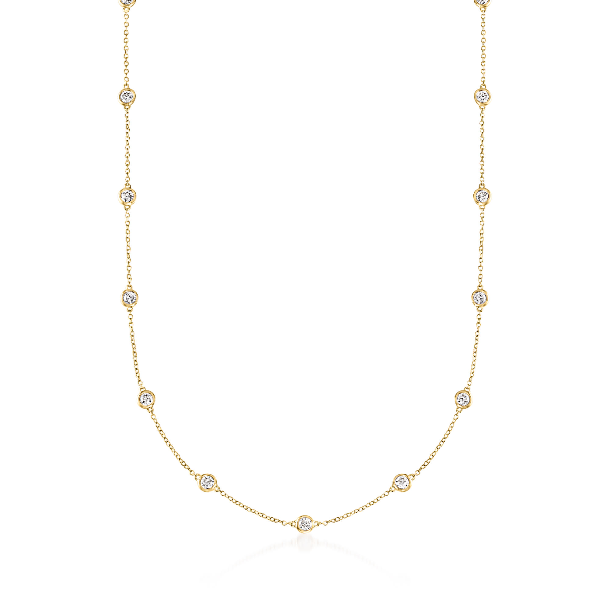 Channel-Set Diamond Scatter Necklace 14K Rose Gold