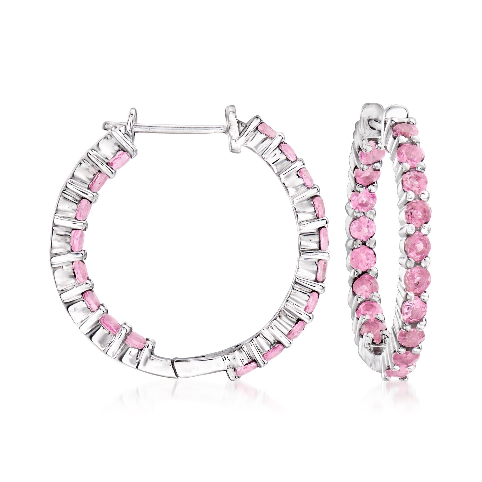 2.20 ct. t.w. Pink Tourmaline Inside-Outside Hoop Earrings in