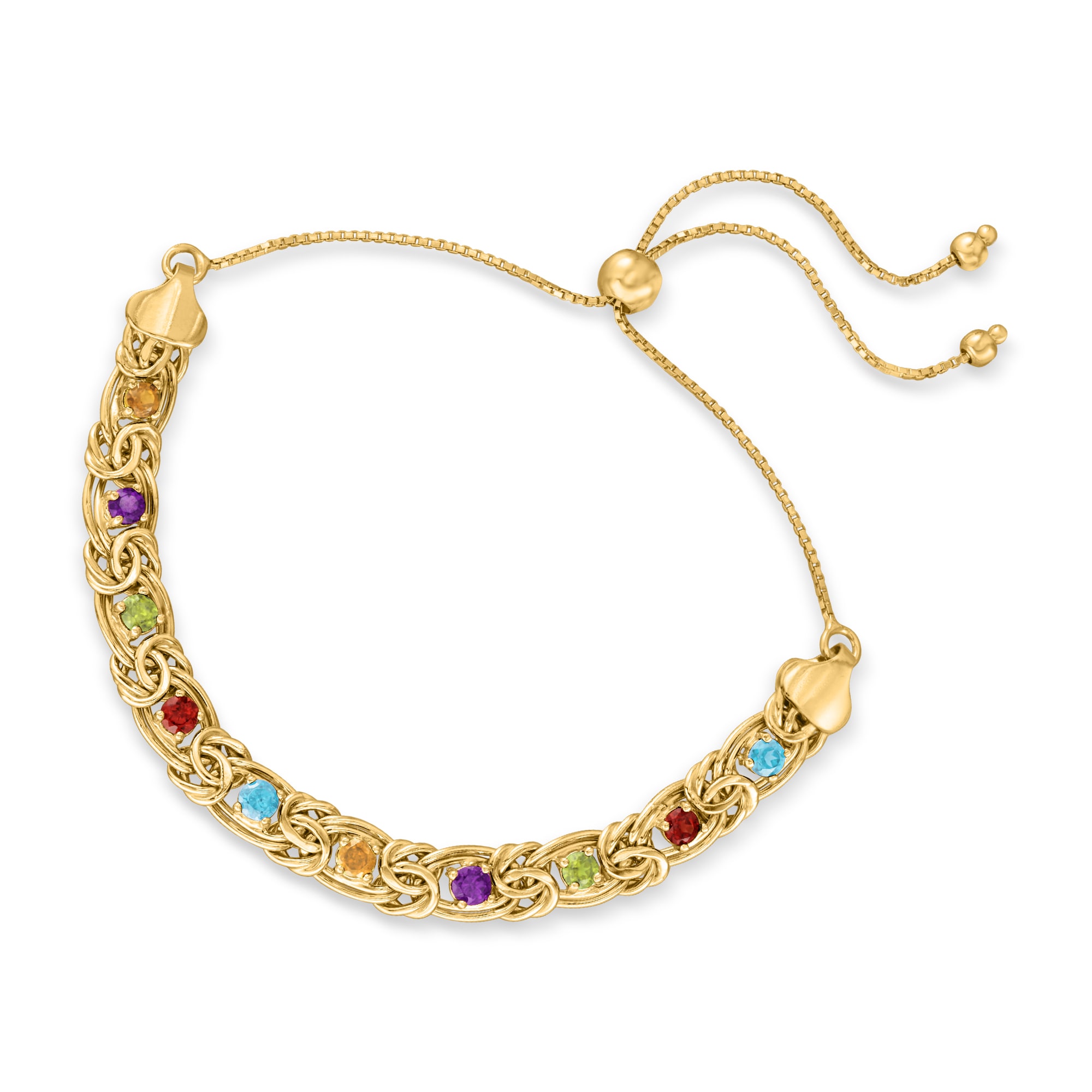 1.20 ct. t.w. Multi Gemstone Byzantine Bolo Bracelet in 18kt Gold