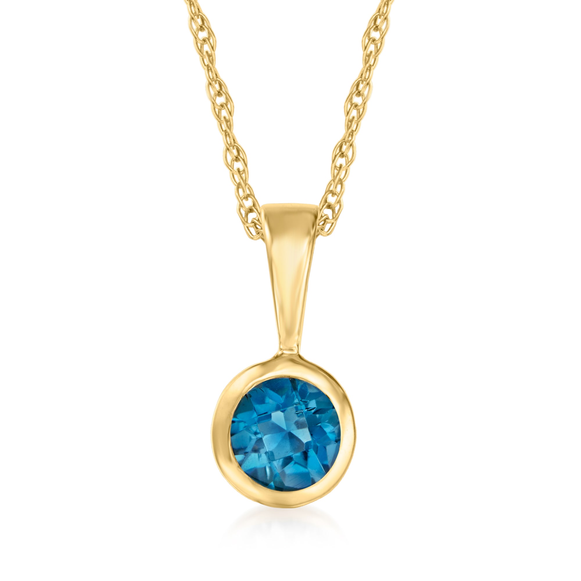 .26 Carat London Blue Topaz Pendant Necklace in 14kt Yellow Gold  Ross 