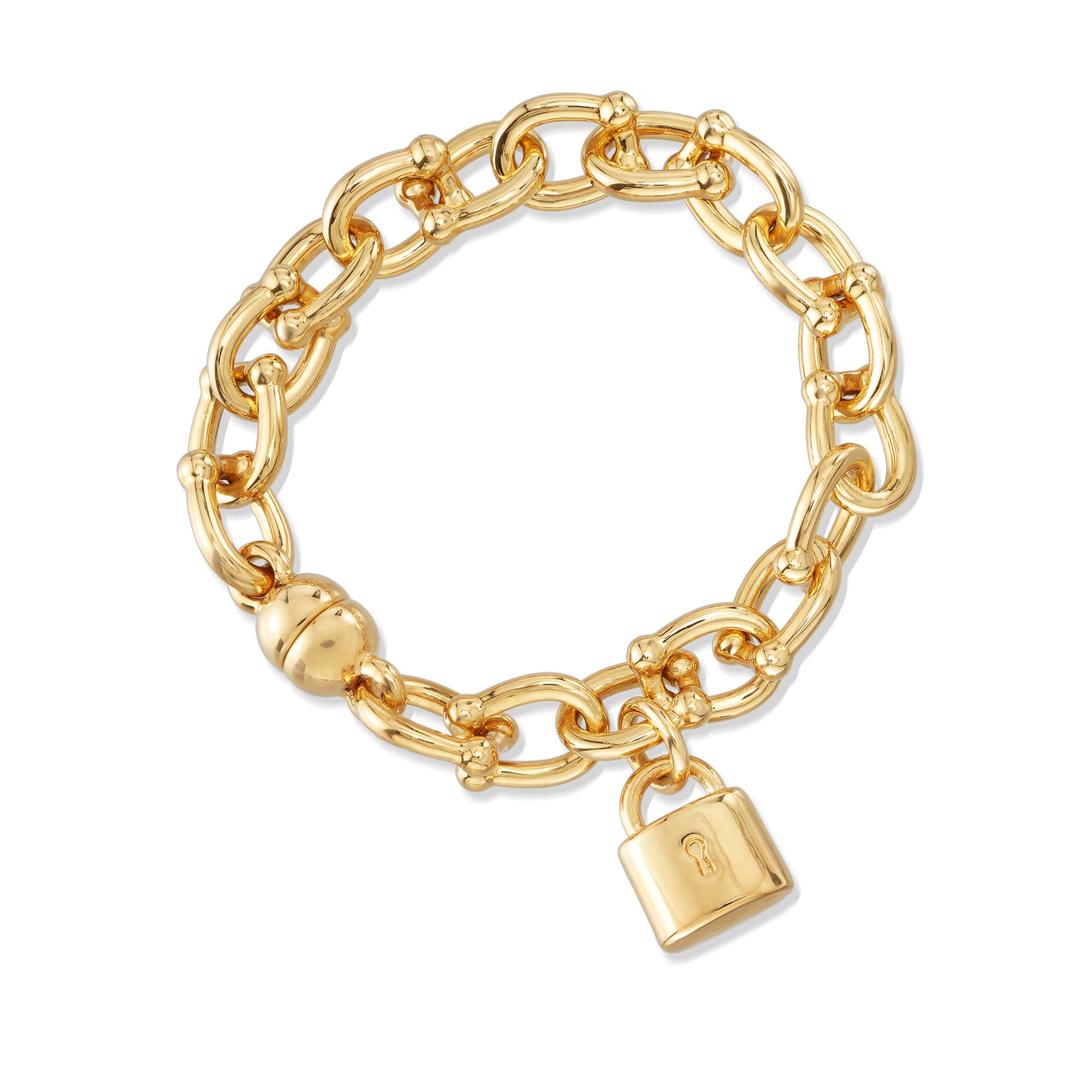 Italian Andiamo 14kt Yellow Gold Charm Bracelet with Magnetic Clasp ...