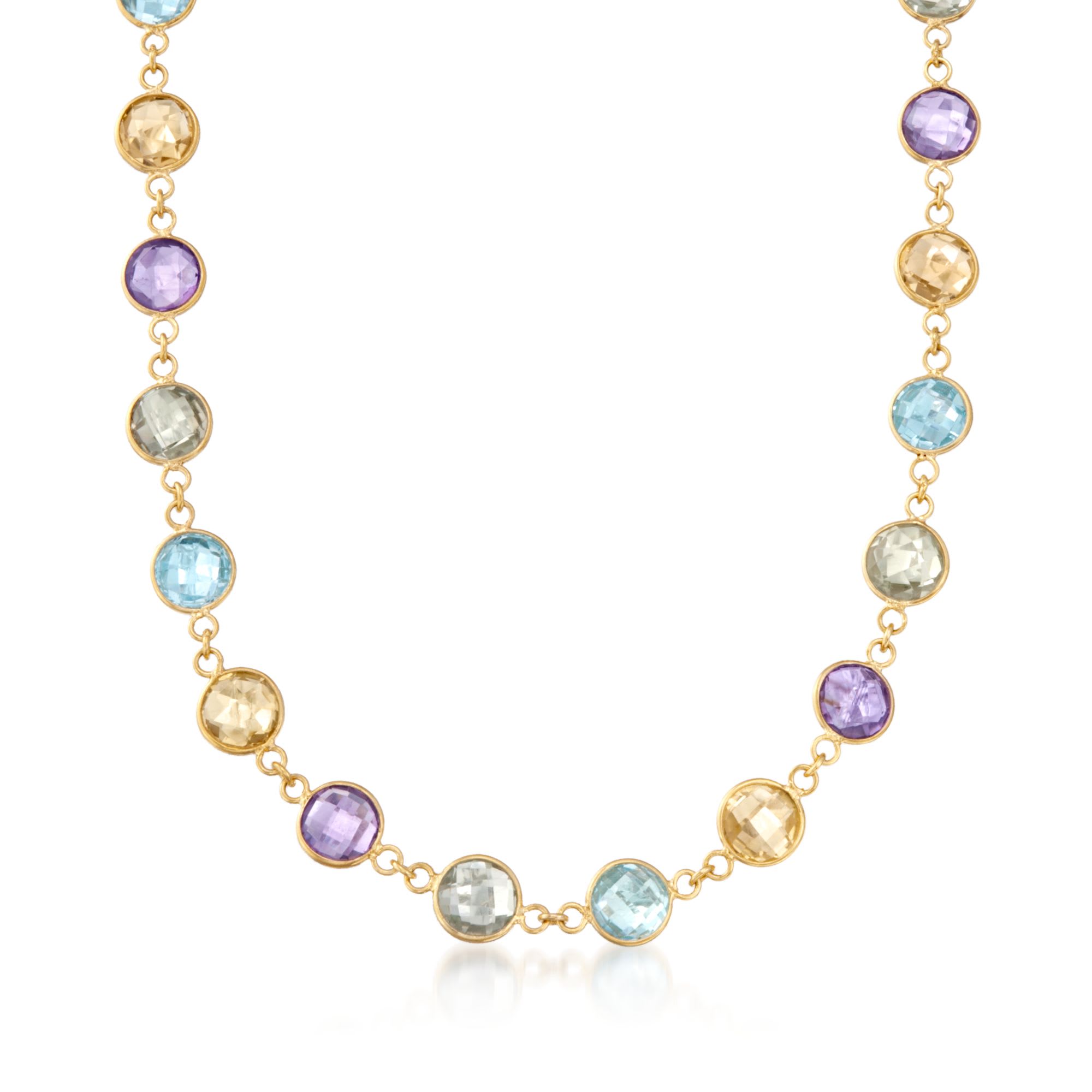 48.00 ct. t.w. Multi-Stone Necklace in 14kt Yellow Gold Over Sterling ...