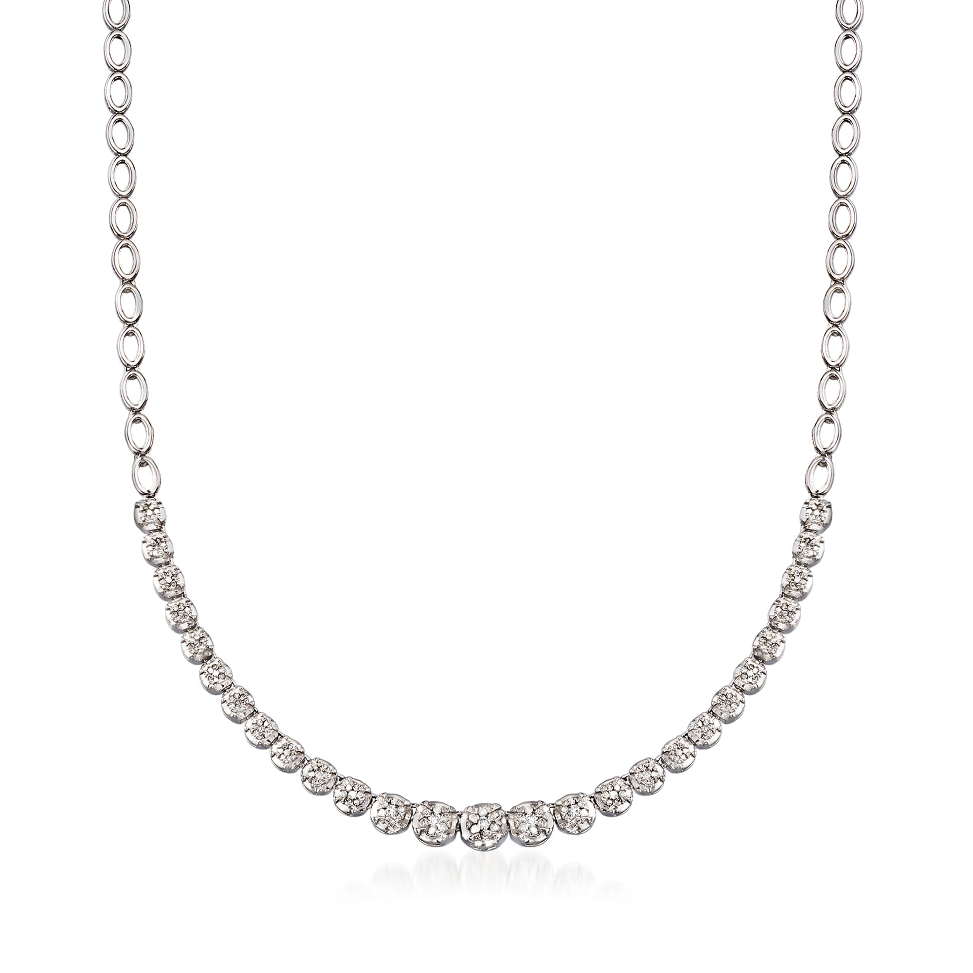 1.00 ct. t.w. Graduated Diamond Necklace in Sterling Silver | Ross-Simons