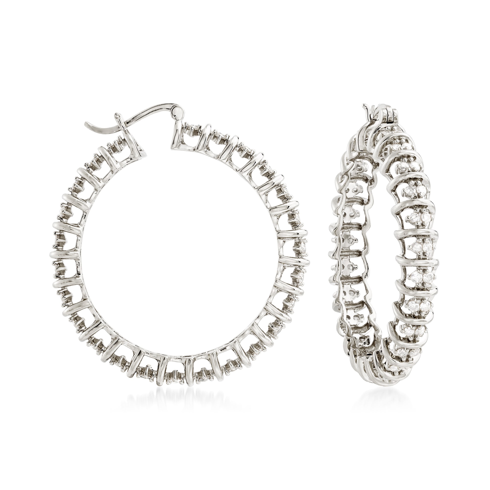 2.00 ct. t.w. Diamond Hoop Earrings in Sterling Silver | Ross-Simons