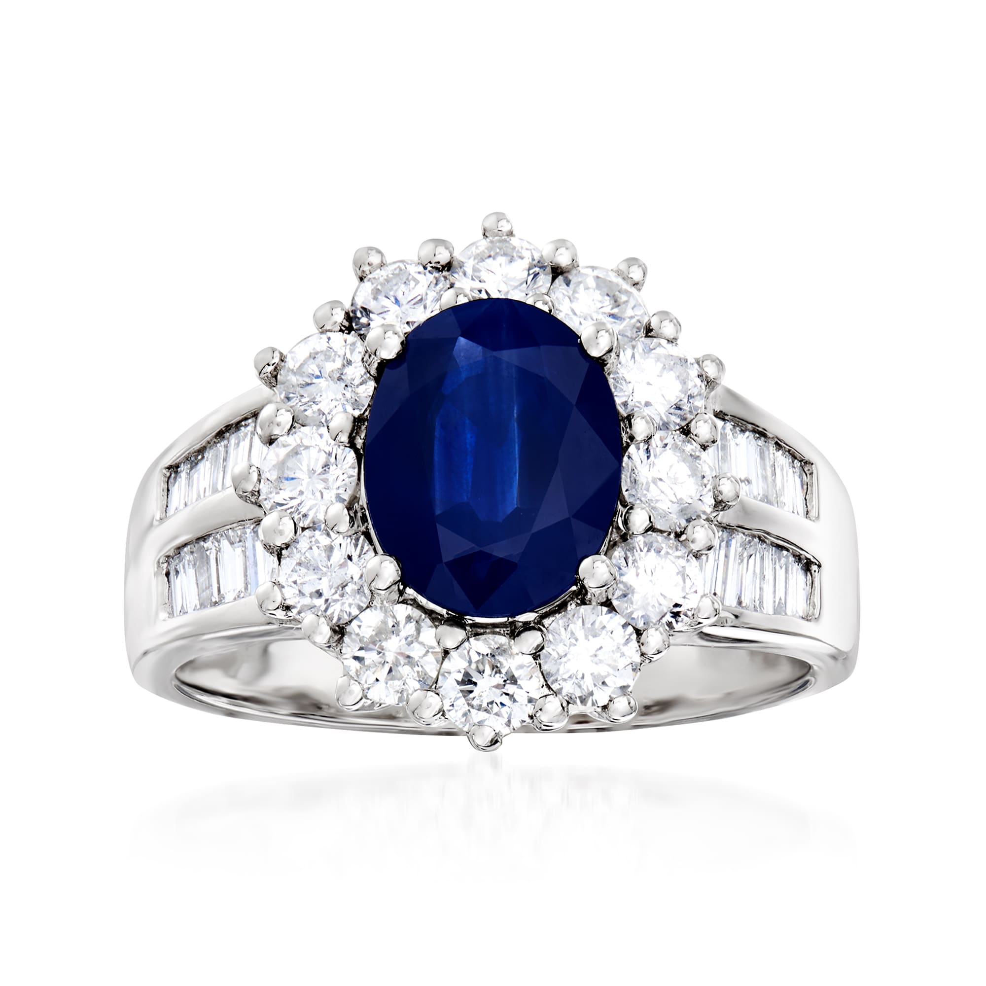 2.10 Carat Sapphire and 1.26 ct. t.w. Diamond Ring in 14kt White Gold ...