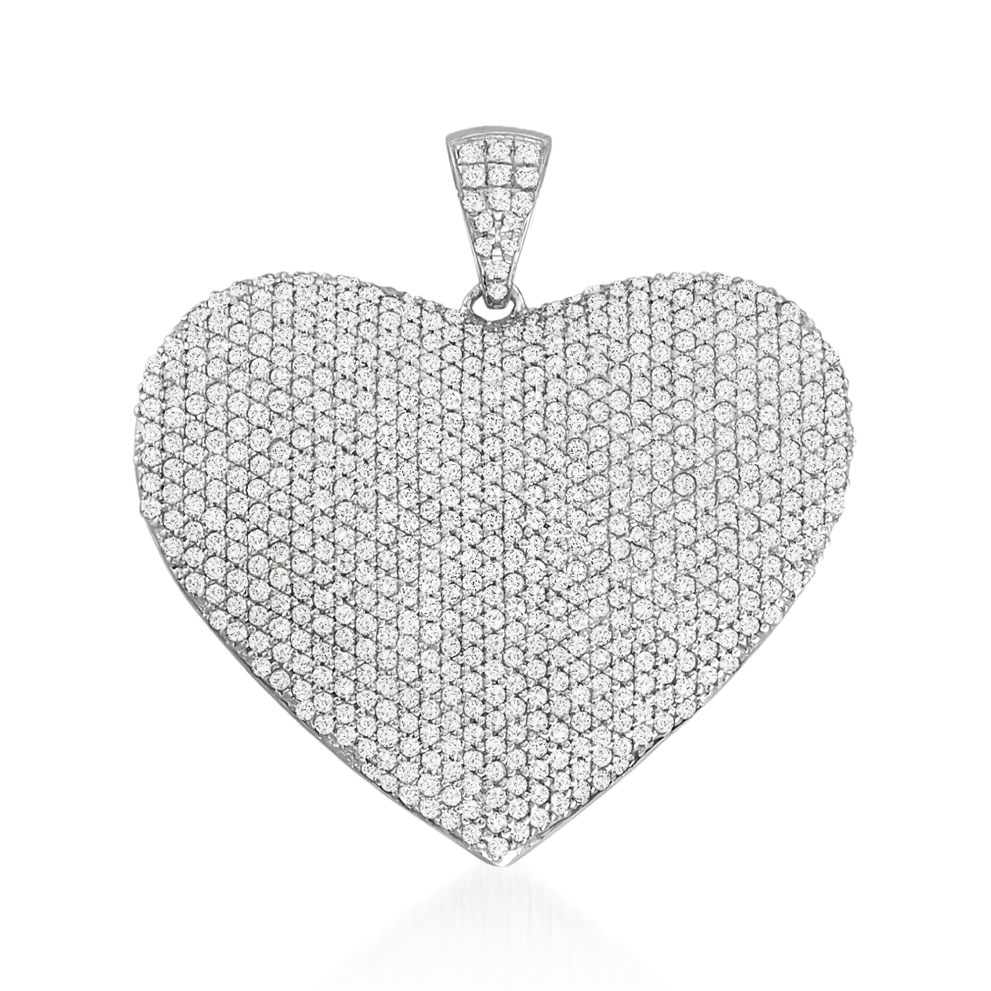 5.00 ct. t.w. Pave Diamond Heart Pendant in Sterling Silver | Ross-Simons