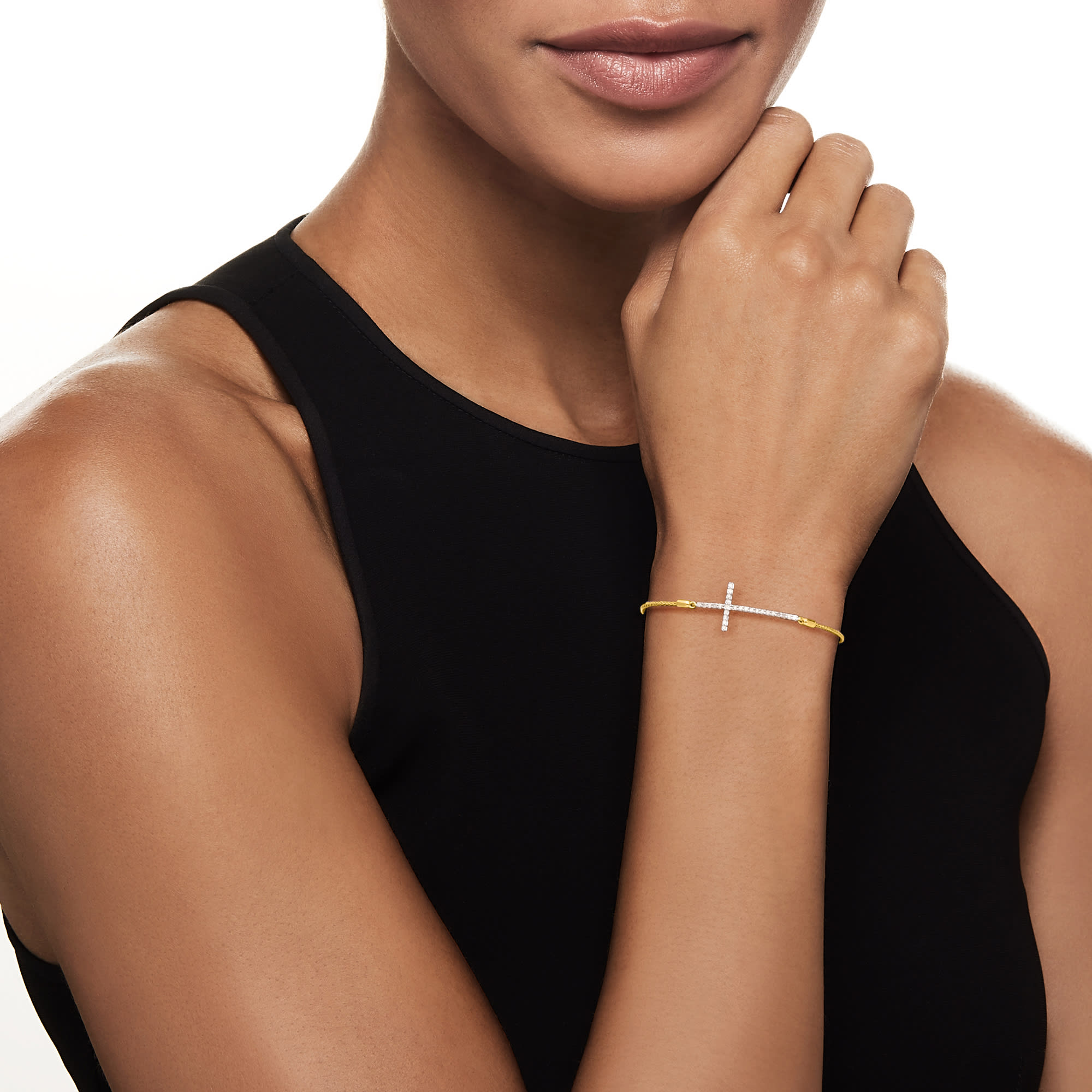 Cross nail bangle for ladys Gold Plated Stainless Steel bracelet for Women  | eBay
