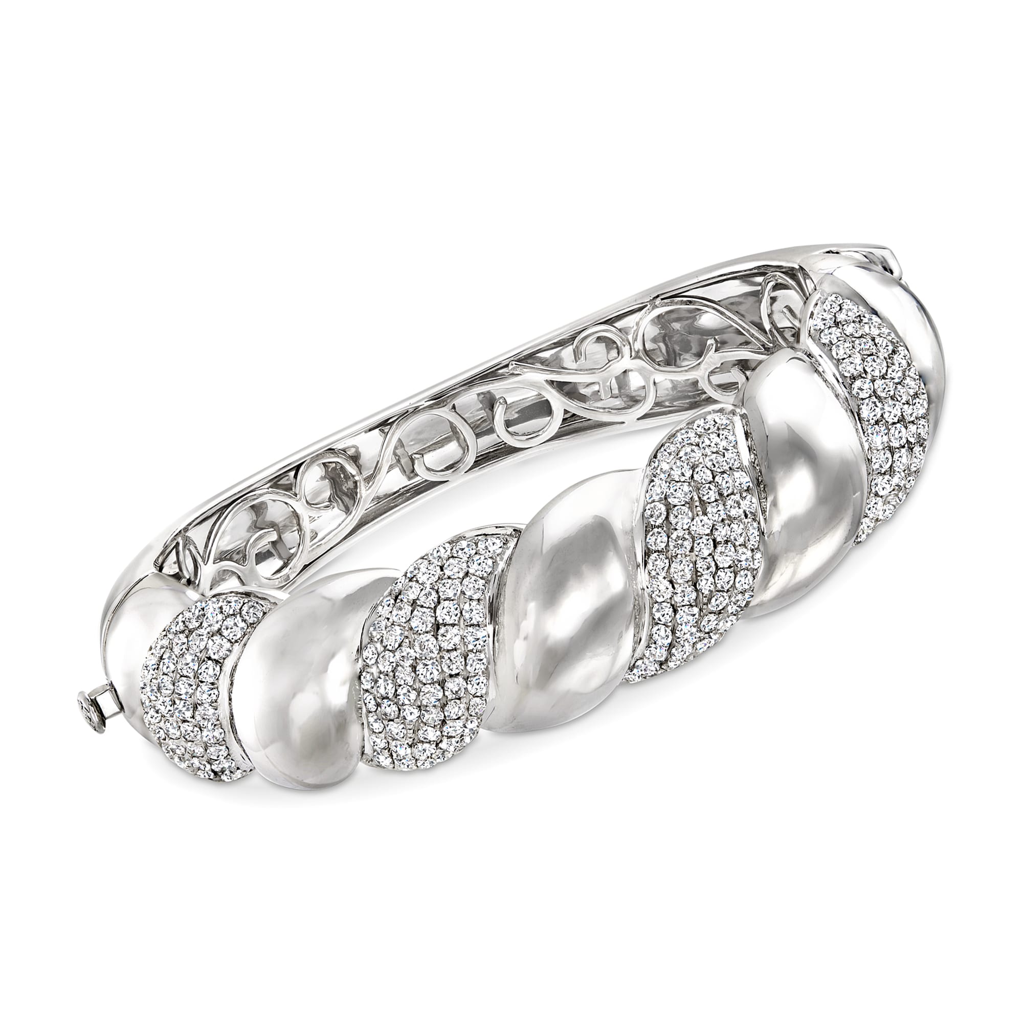 6.95 ct. t.w. Diamond Twisted Bangle Bracelet in 14kt White Gold | Ross ...