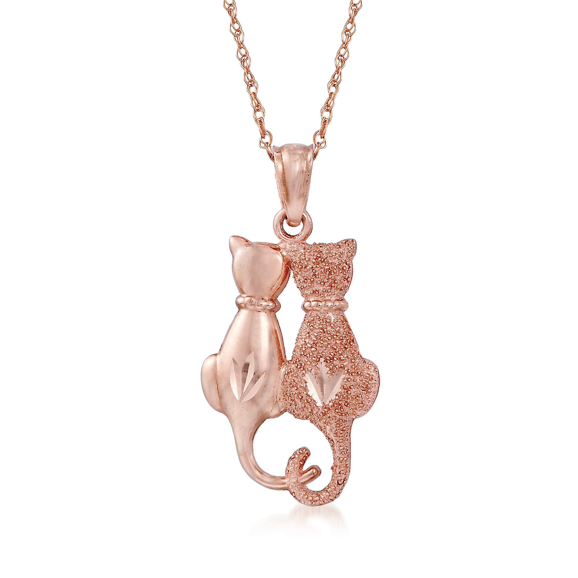 Rose gold sales cat pendant