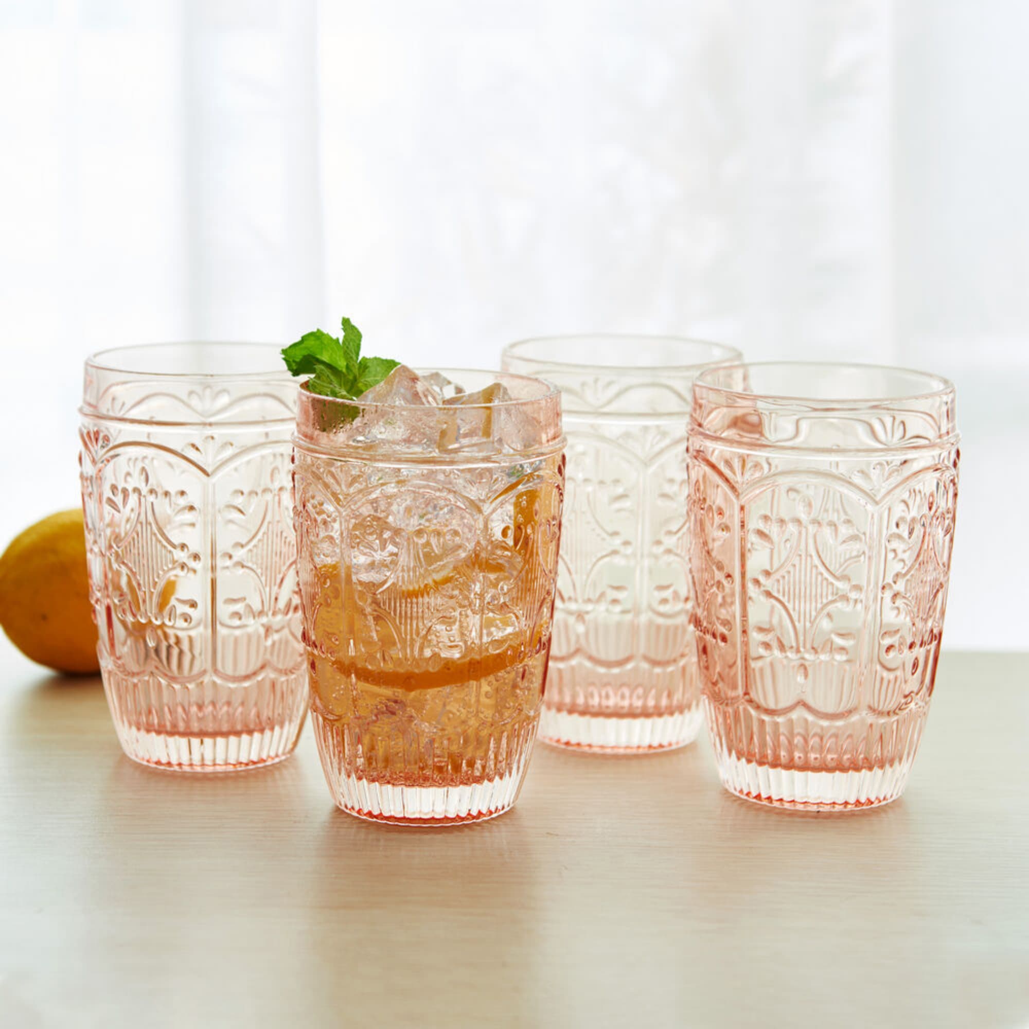 Fitz and Floyd Villa Palm Highball Glasses Green - Set of 4