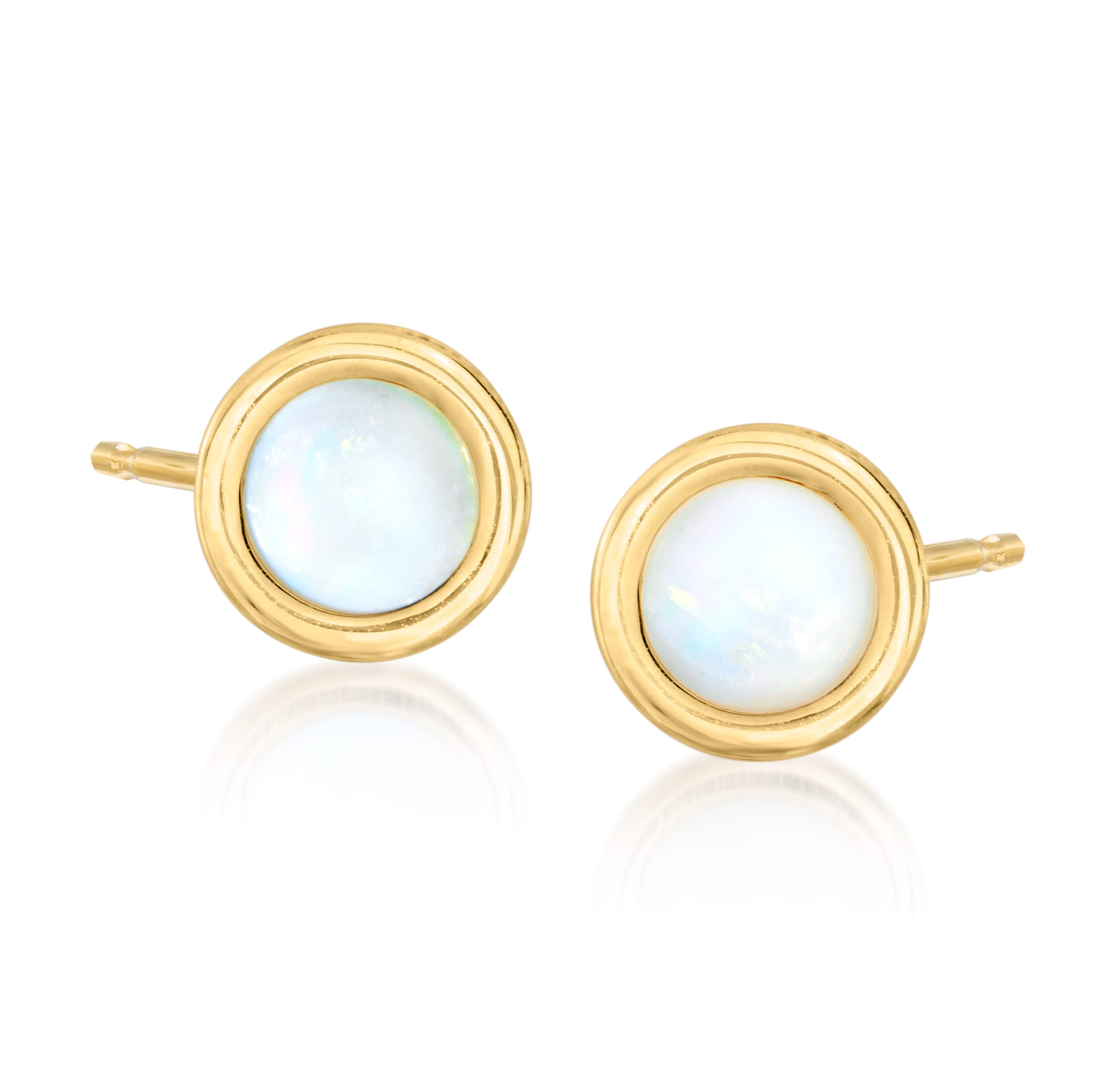 5mm Bezel-Set Opal Stud Earrings in 14kt Yellow Gold | Ross-Simons