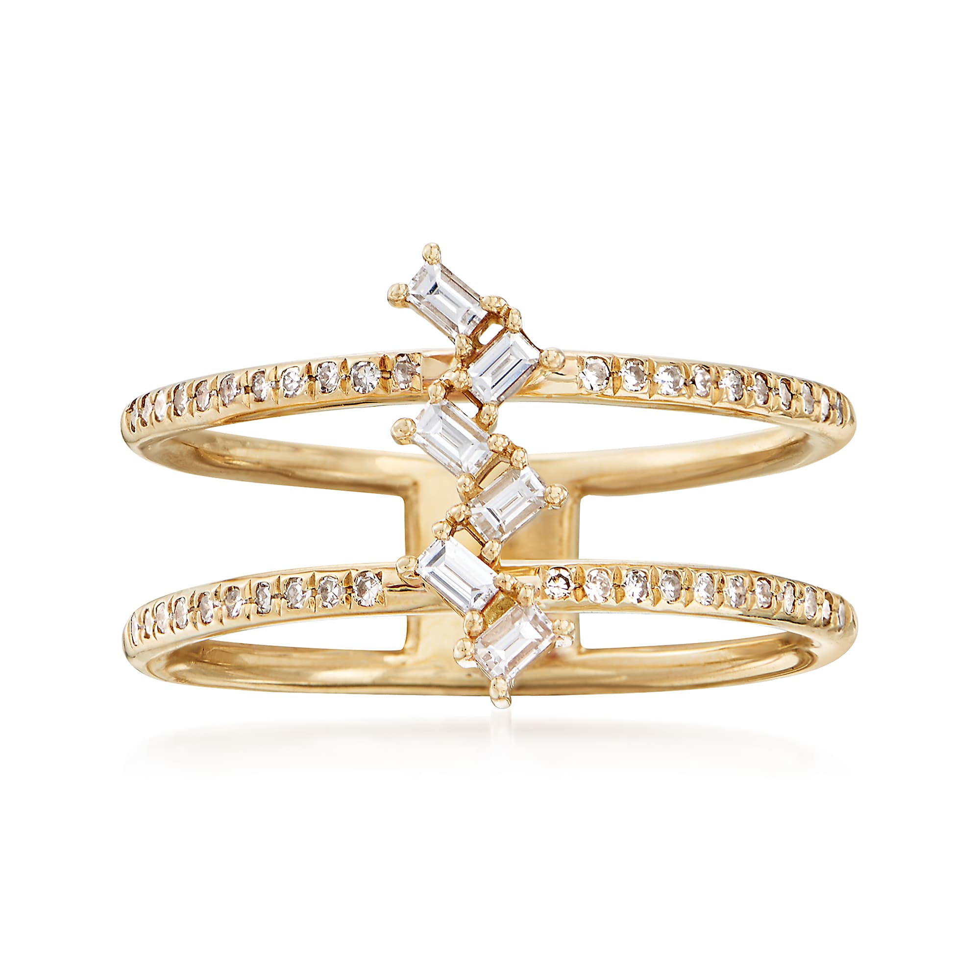 .30 ct. t.w. Diamond Double-Row Ring in 14kt Yellow Gold | Ross-Simons