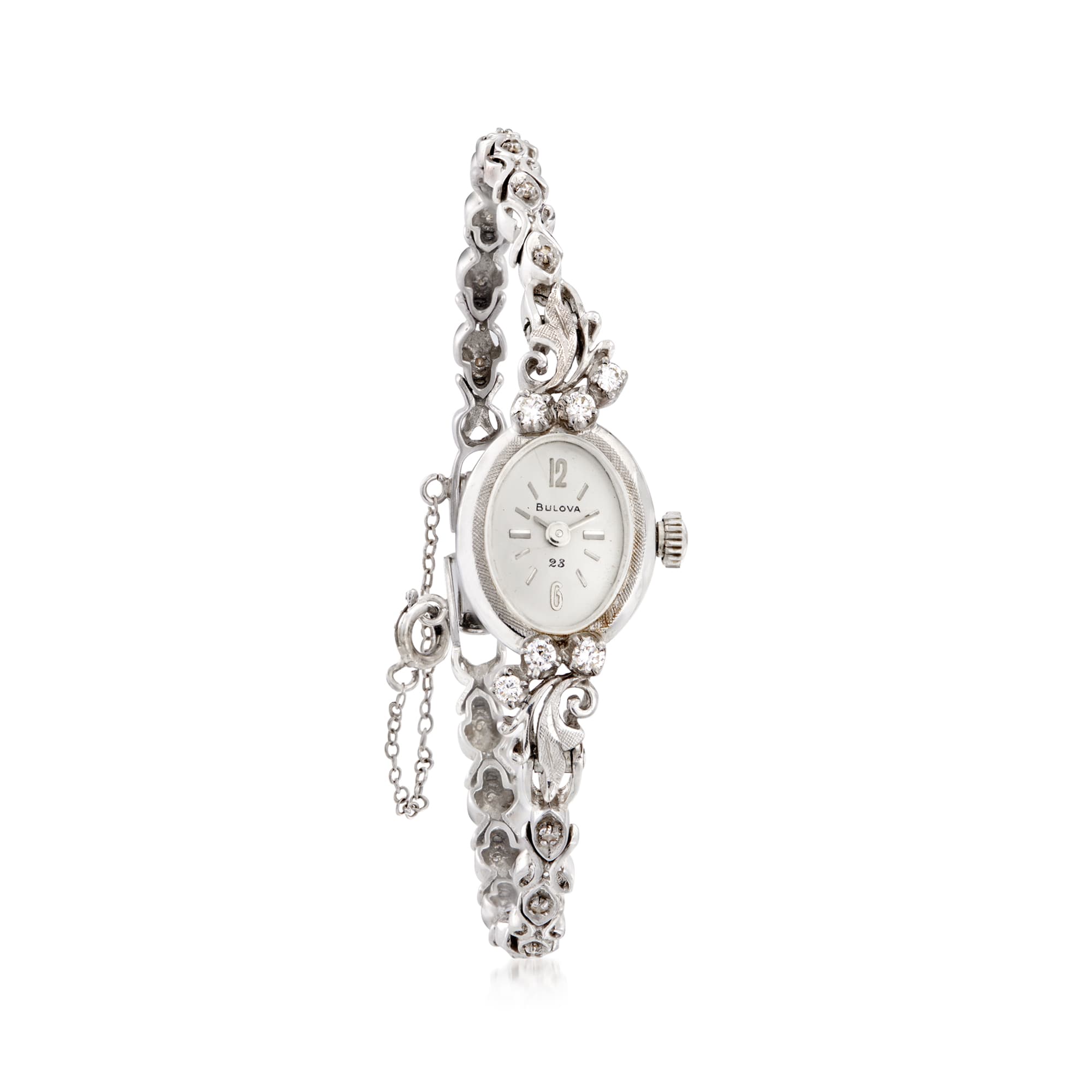 C. 1960 Vintage Bulova .35 ct. t.w. Diamond Manual Watch in 14kt White ...