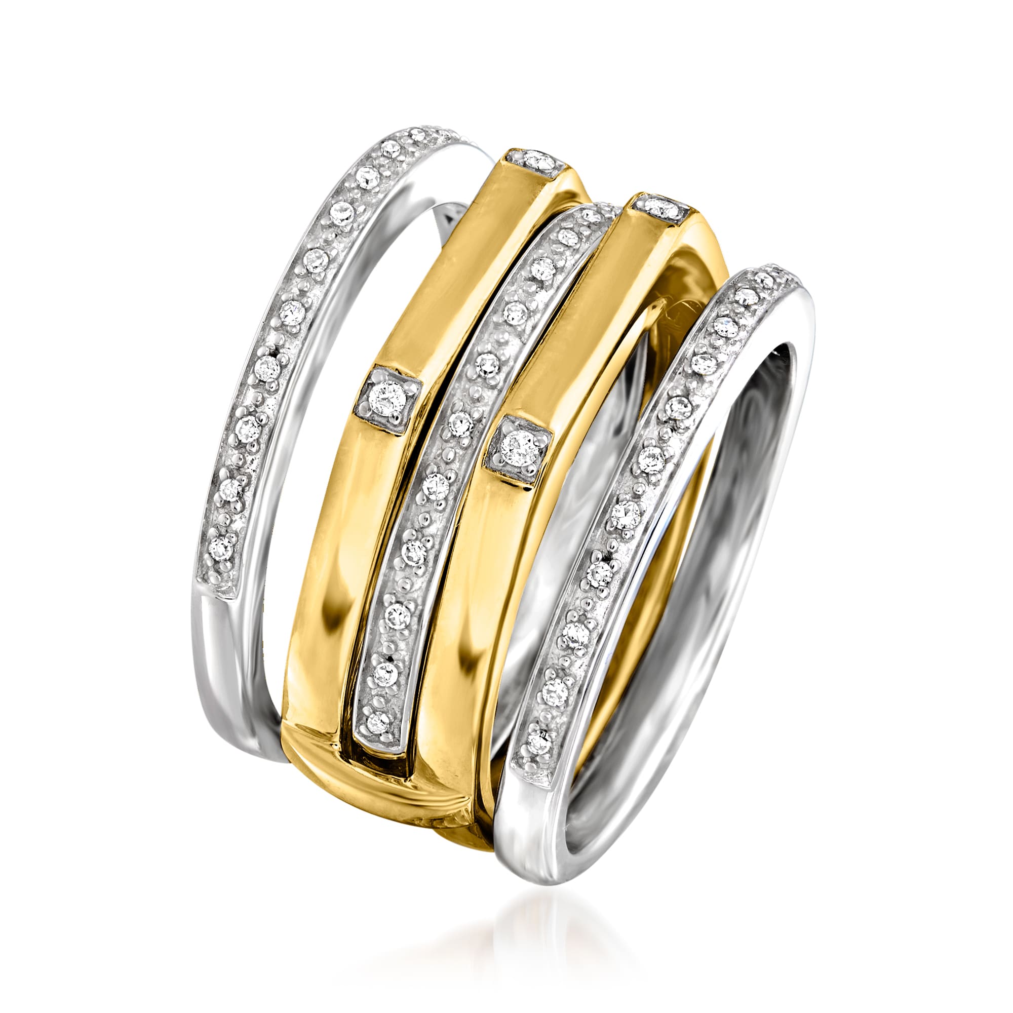 Ross-Simons Set Of Four .15 ct. t.w. Diamond Stackable Rings in