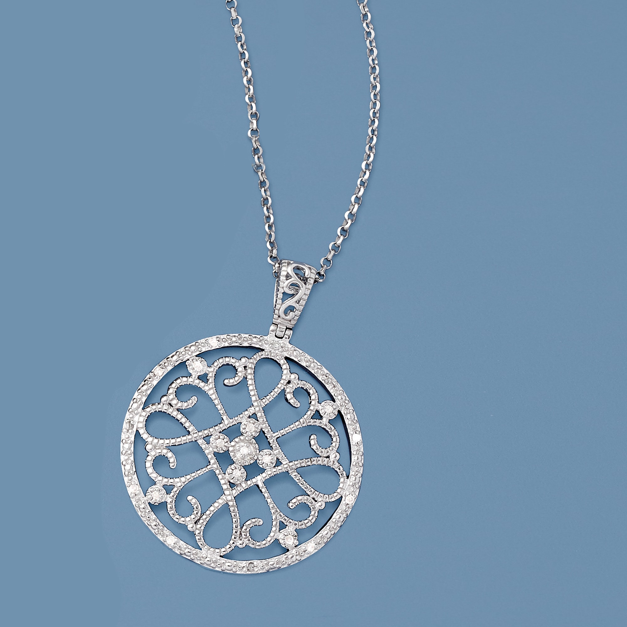 Silver diamond circle necklace store