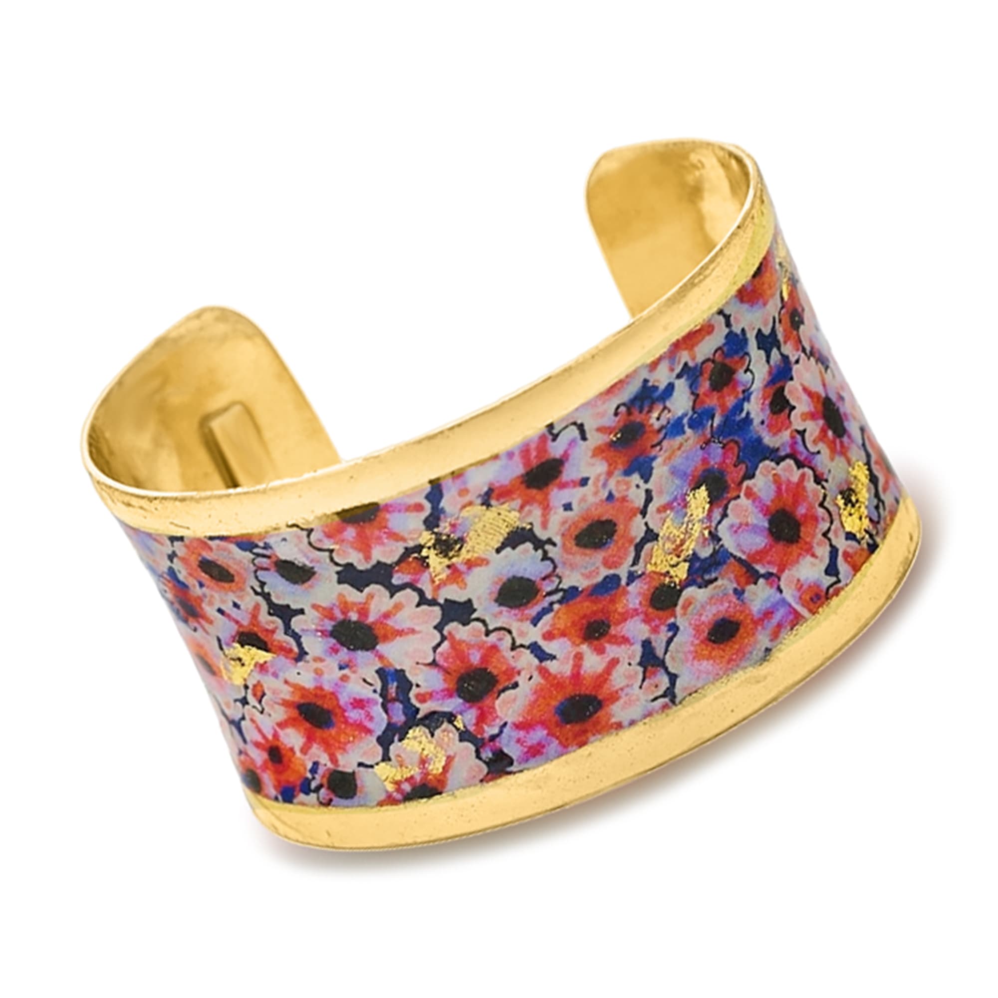 Evocateur Pink Periwinkle Painted Corset Cuff Bracelet in 22kt Gold