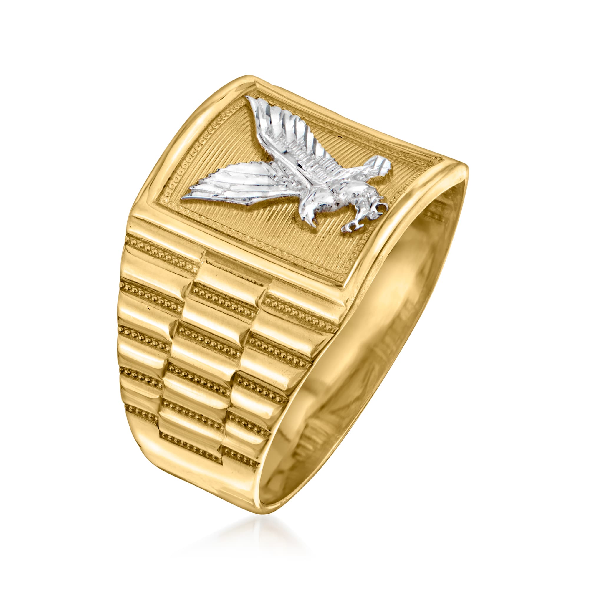 Titanium Stainless Steel Heavy Metal Eagle Rings for Men Jewelry(Golden)