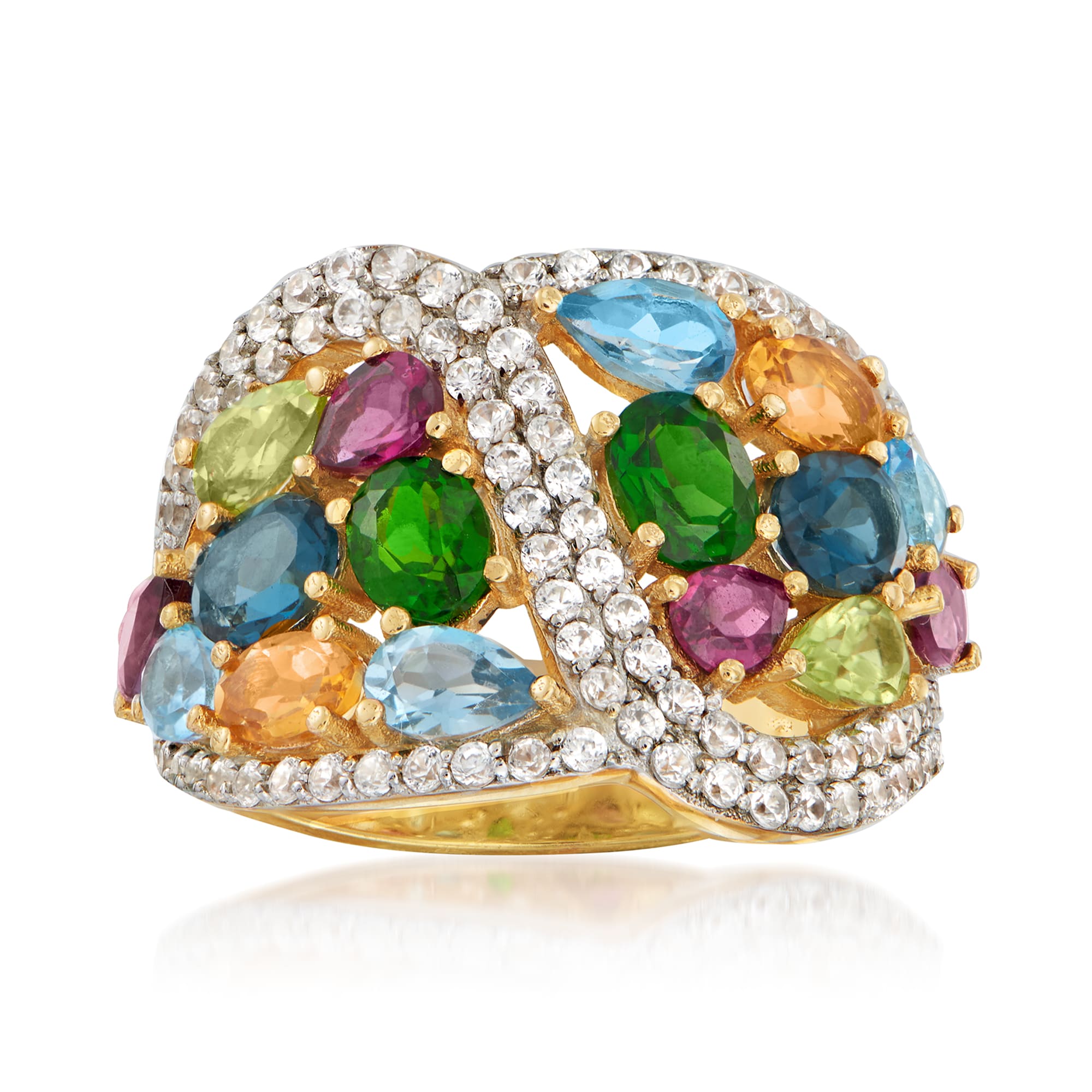 5.50 ct. t.w. Multicolored Multi-Gem Ring in 18kt Gold Over Sterling ...