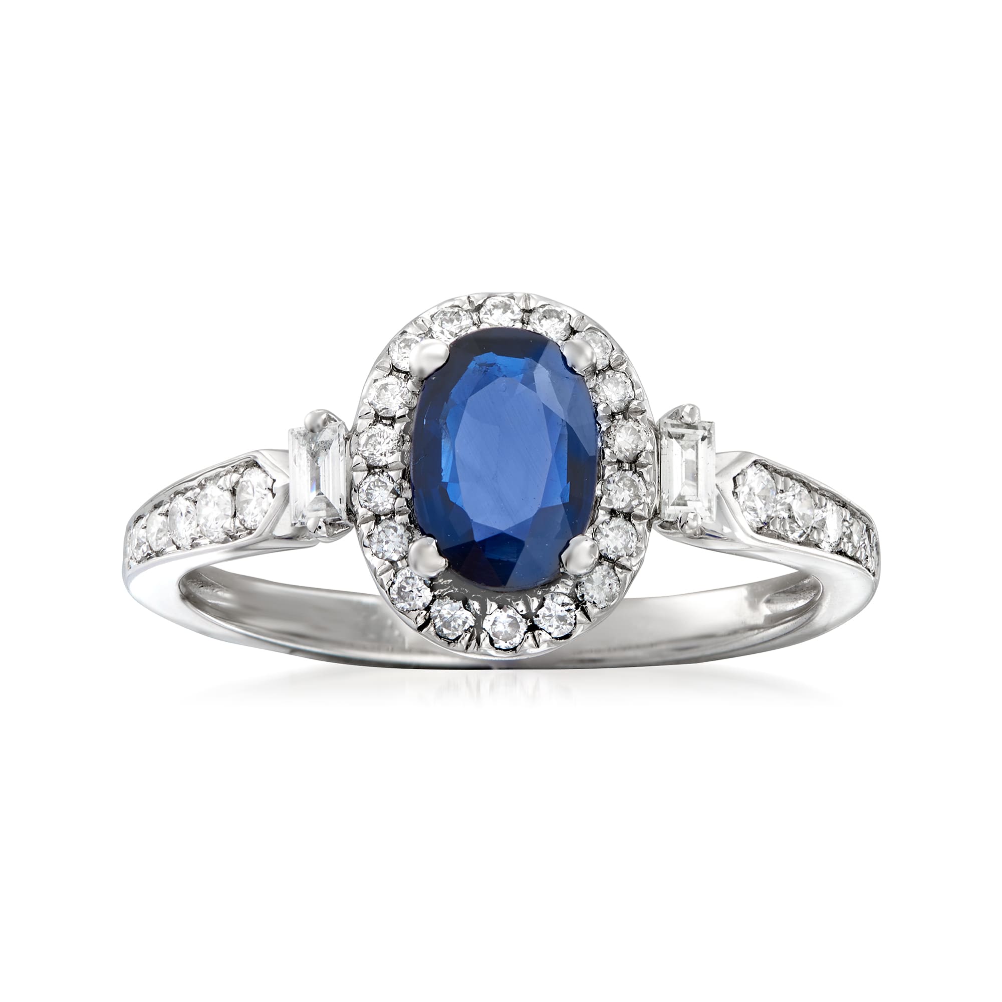 .90 Carat Sapphire and .31 ct. t.w. Diamond Ring in 14kt White Gold ...