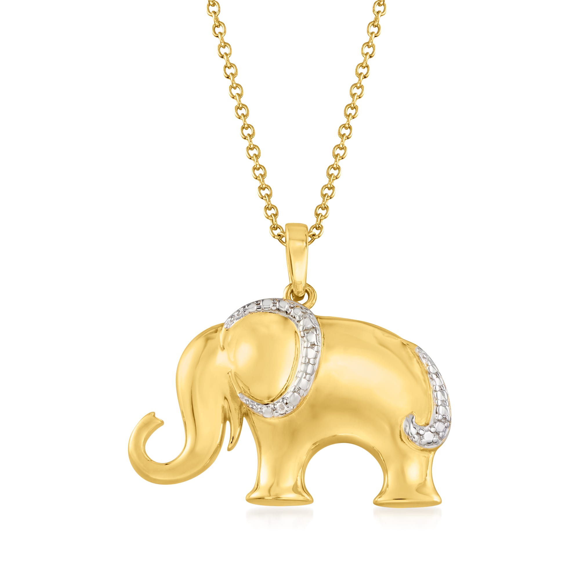 Gold elephant pendant with diamonds sales