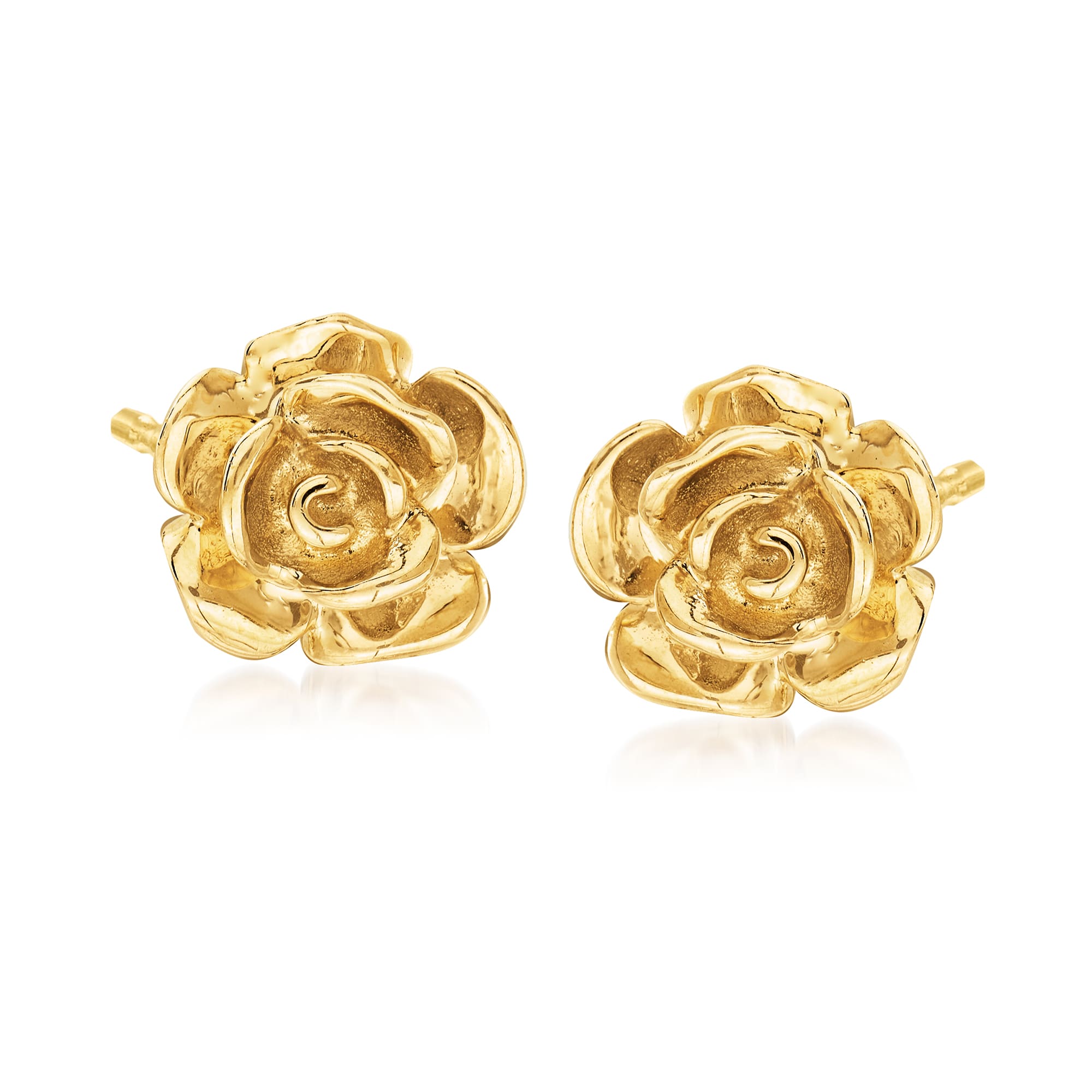 14kt Yellow Gold Rose Stud Earrings | Ross-Simons