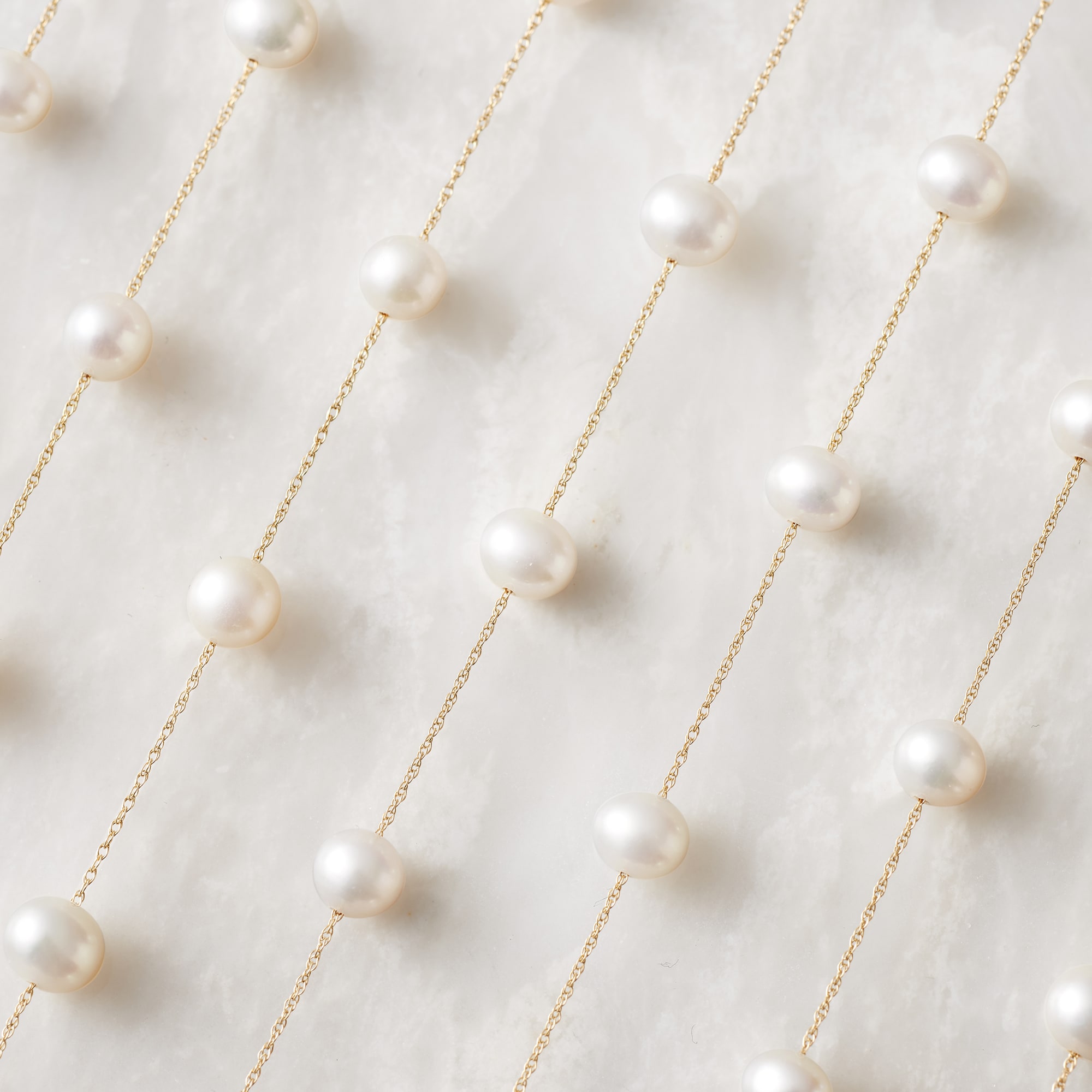 6-6.5mm Cultured Pearl Station Necklace in 14kt Yellow Gold | Ross-Simons