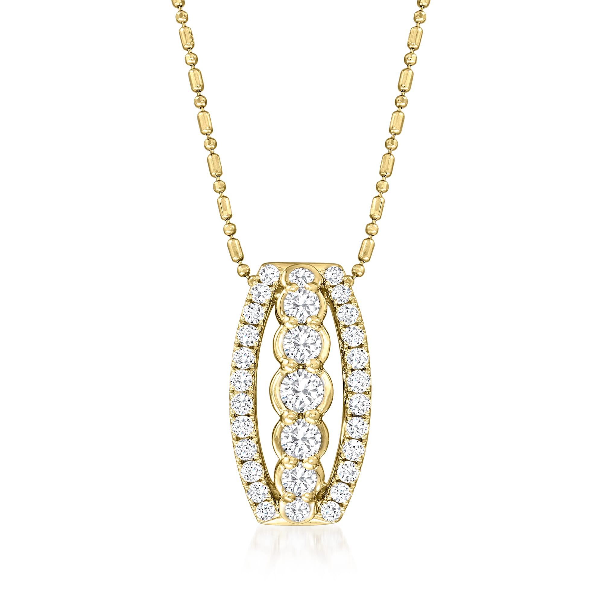 1.00 ct. t.w. Diamond Five-Stone Pendant Necklace in 14kt Yellow Gold ...