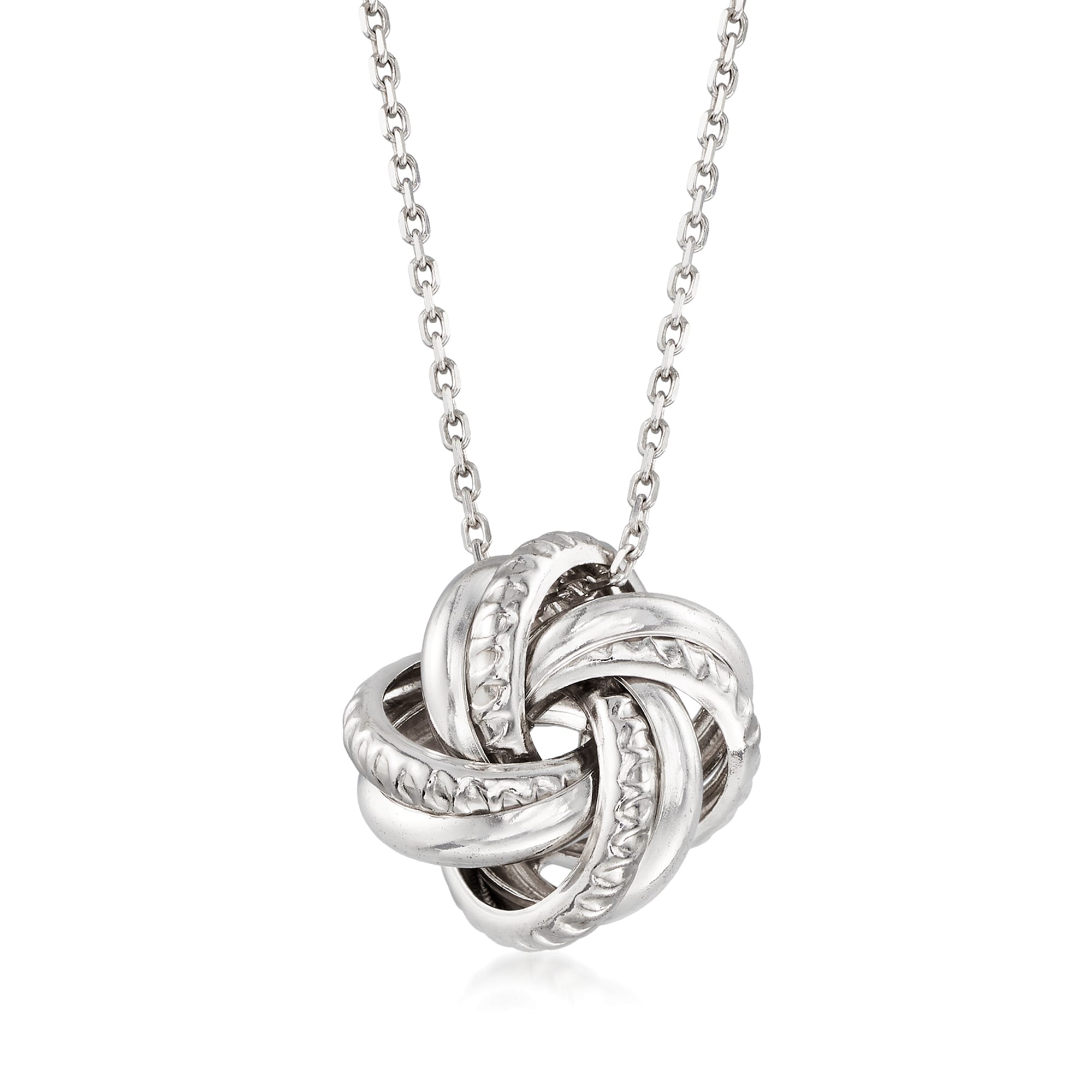 Elegant Sterling Silver CZ Knot Pendant Necklace