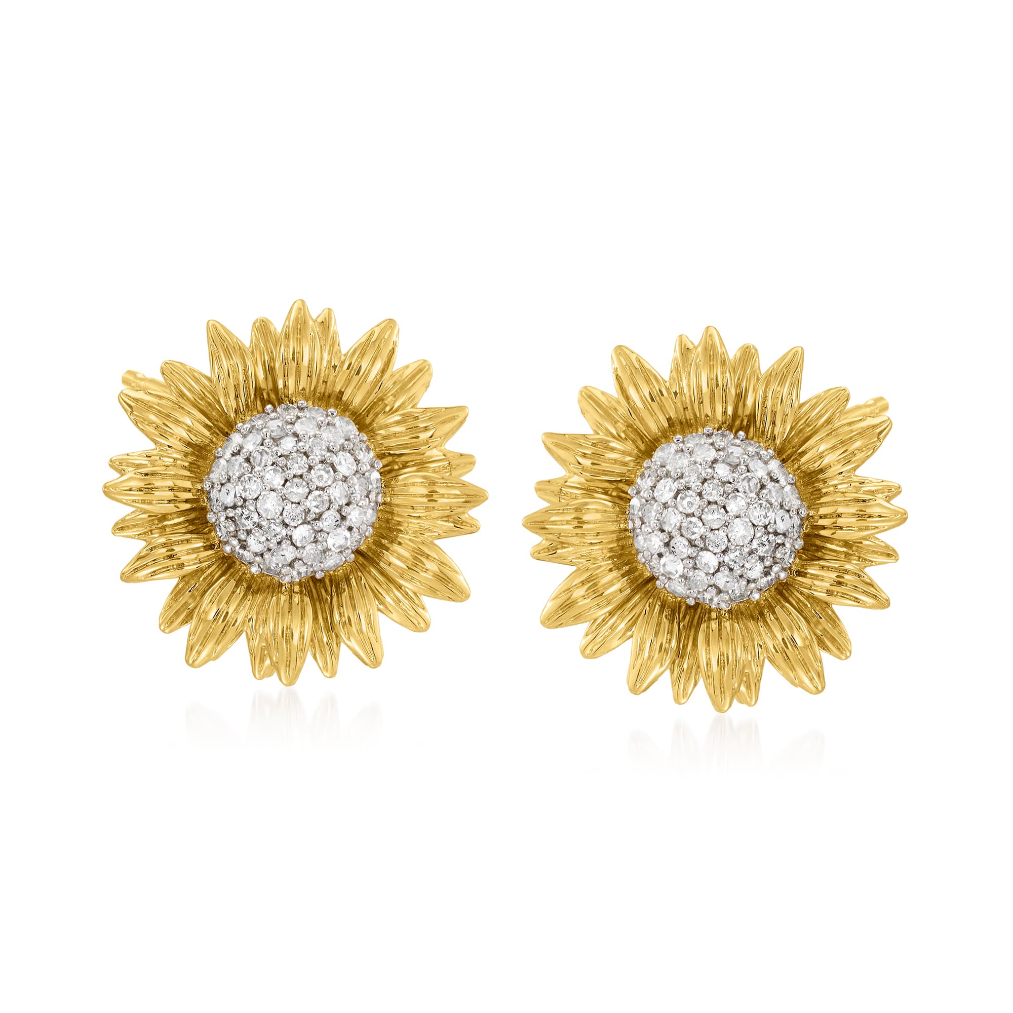 25 ct. t.w. Diamond Sunflower Earrings in 14kt Yellow Gold Ross