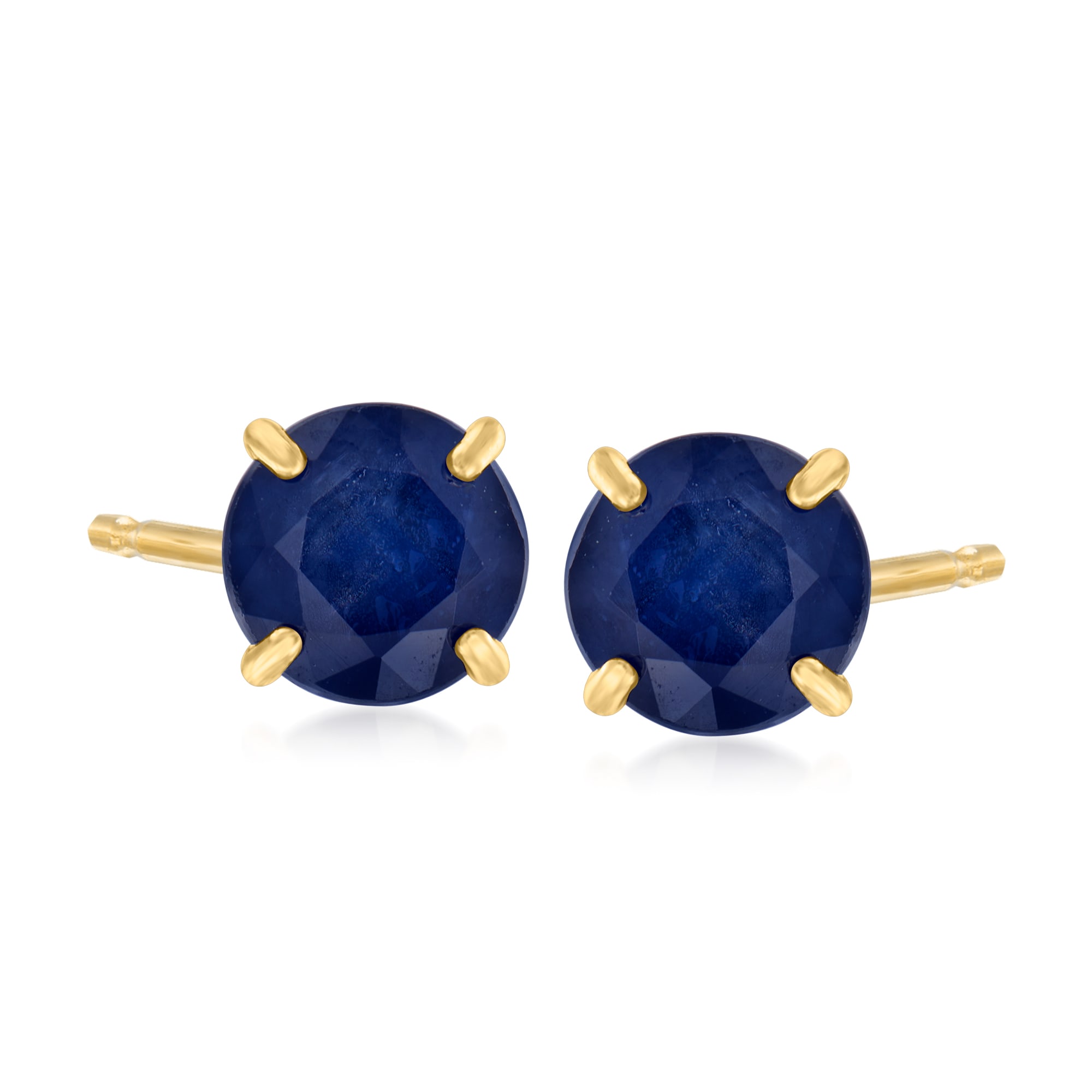 .60 ct. t.w. Round Sapphire Stud Earrings in 14kt Yellow Gold | Ross-Simons