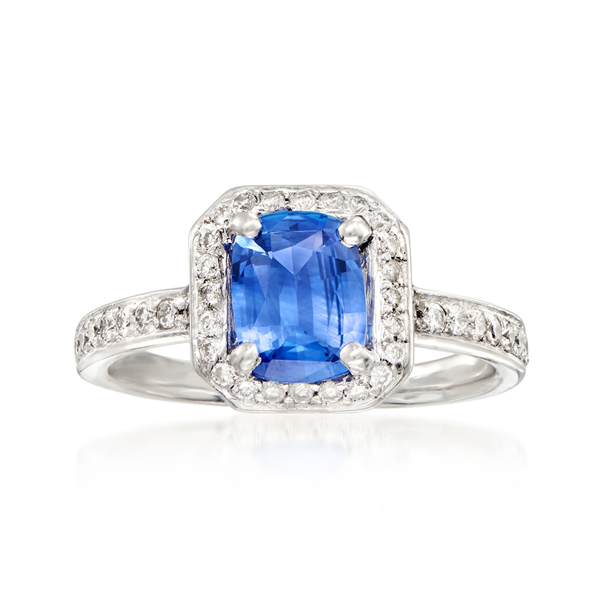 C. 1990 Vintage 1.05 Carat Sapphire Ring with .55 ct. t.w. Diamonds in ...