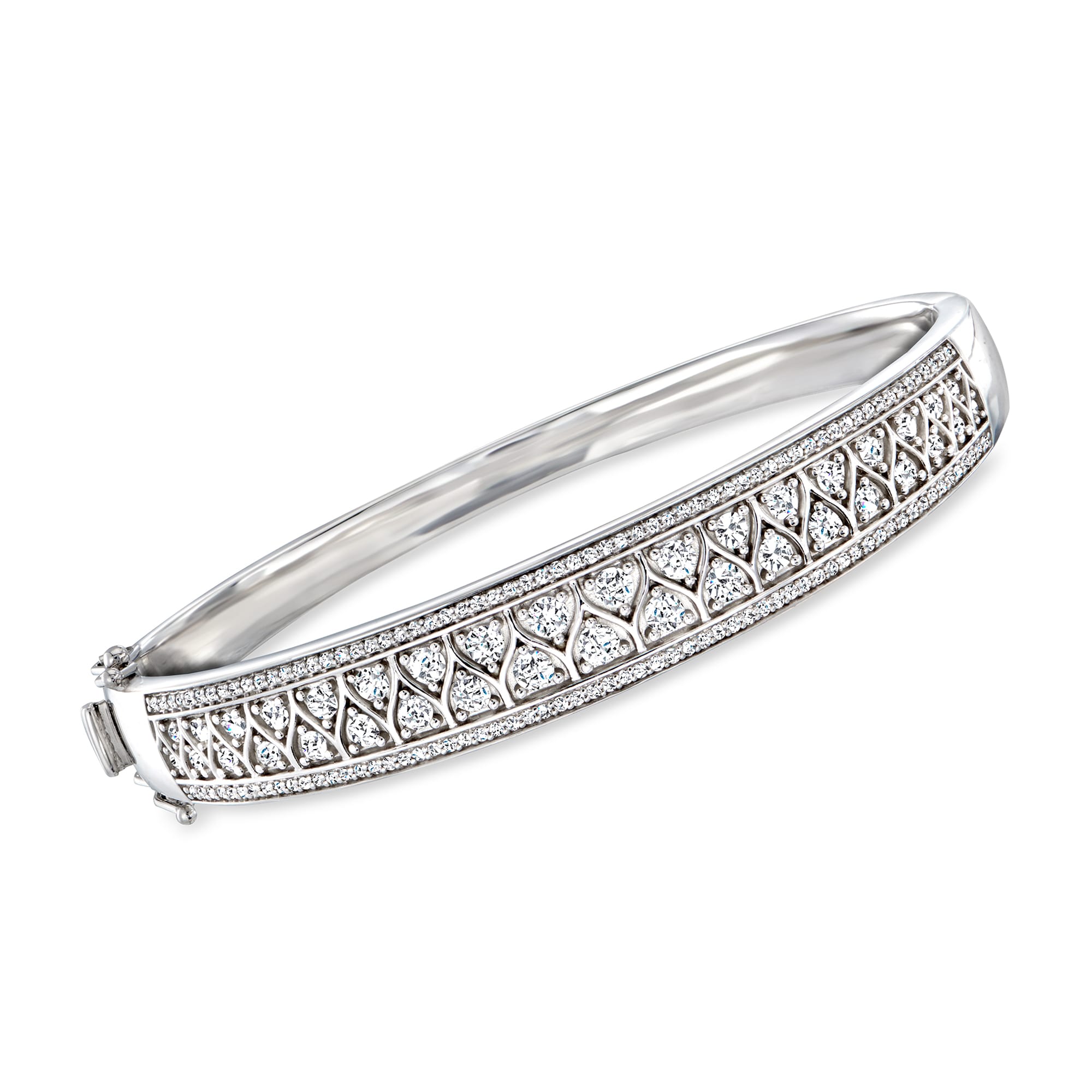 2 00 ct t w Diamond Geometric Bangle Bracelet in Sterling Silver