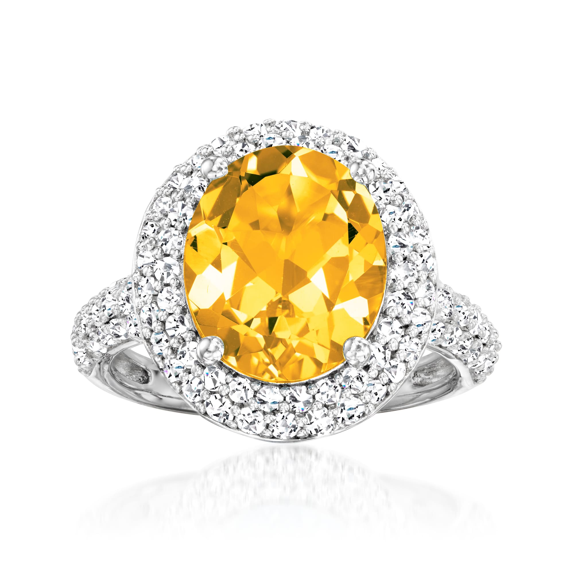 4.30 Carat Citrine Ring with 1.30 ct. t.w. White Topaz in Sterling ...