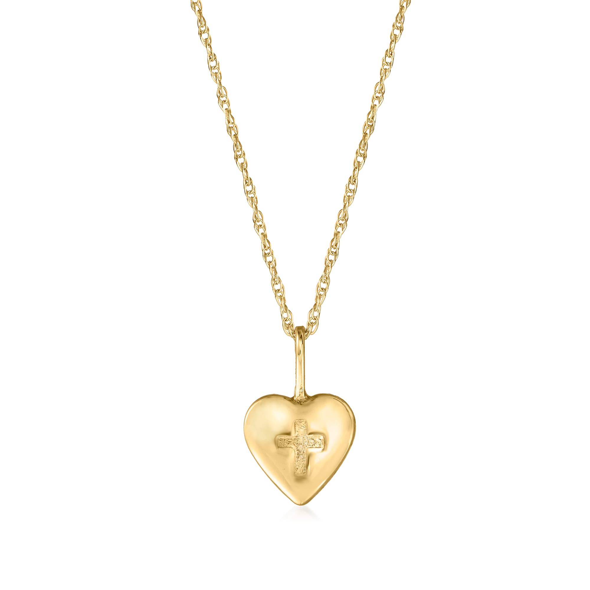 Ross-Simons - Single-Initial - Baby's 14kt Yellow Gold Heart Locket Necklace. Size 13