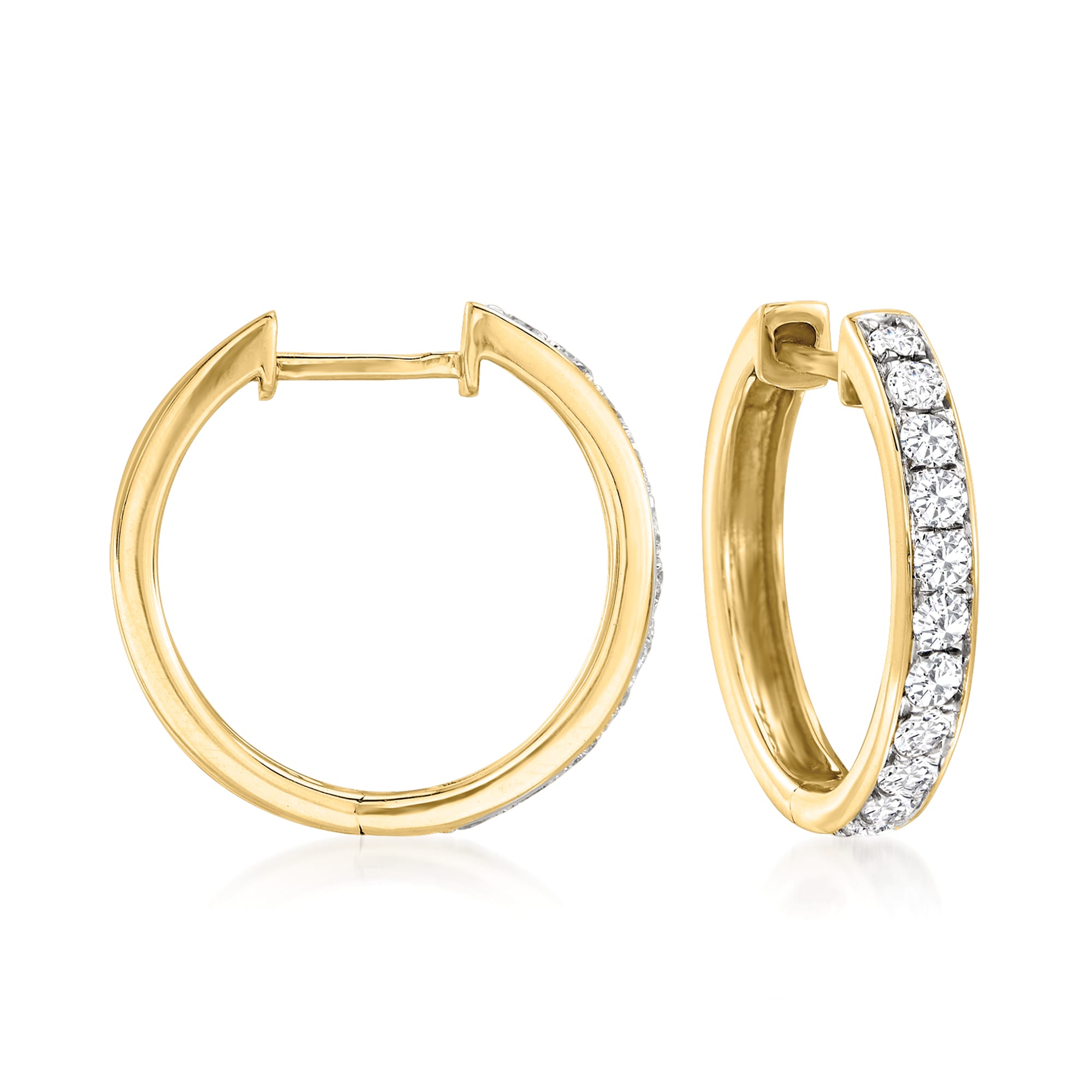 .50 ct. t.w. Diamond Hoop Earrings in 14kt Yellow Gold. 5/8