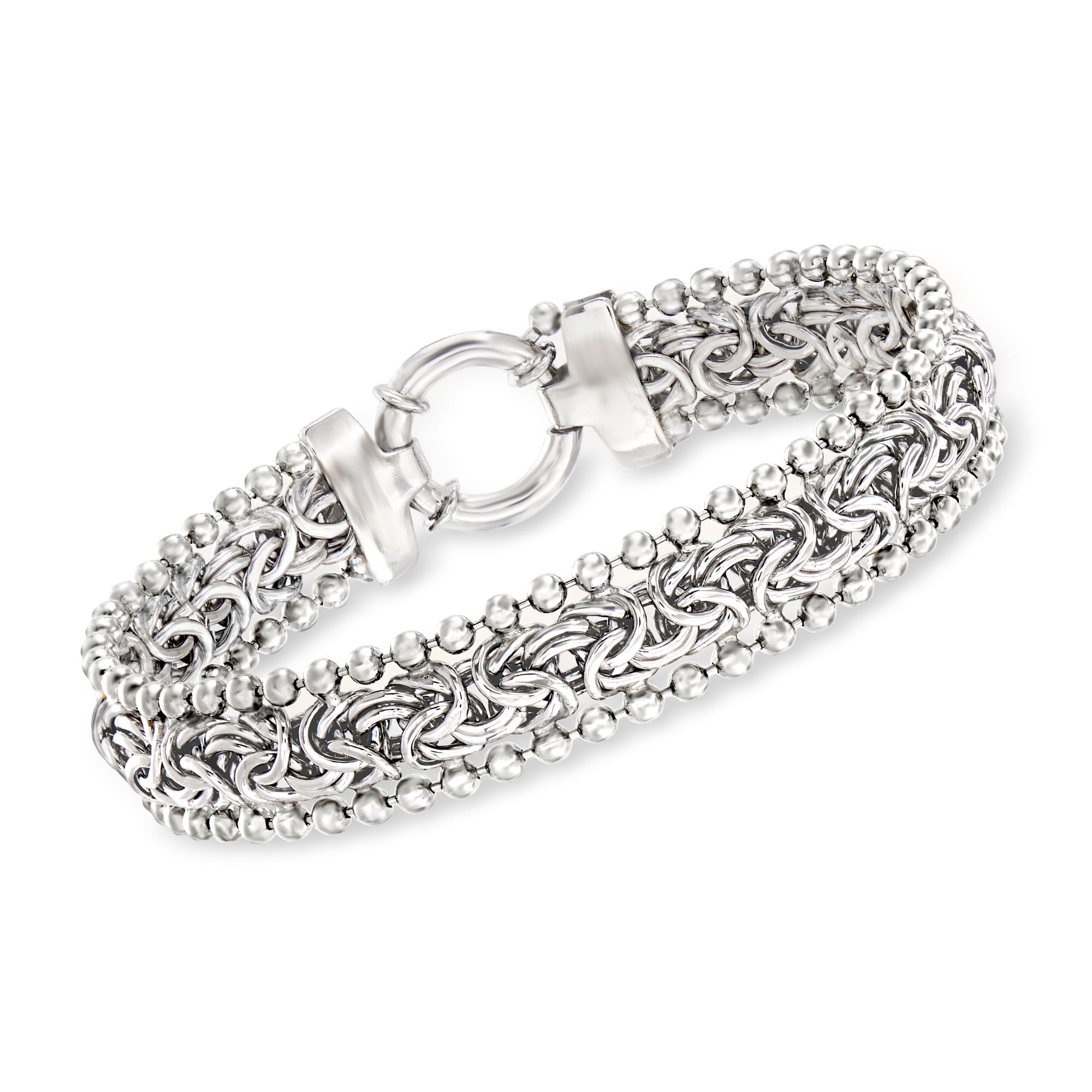 Sterling Silver Byzantine Beaded-Edge Bracelet | Ross-Simons