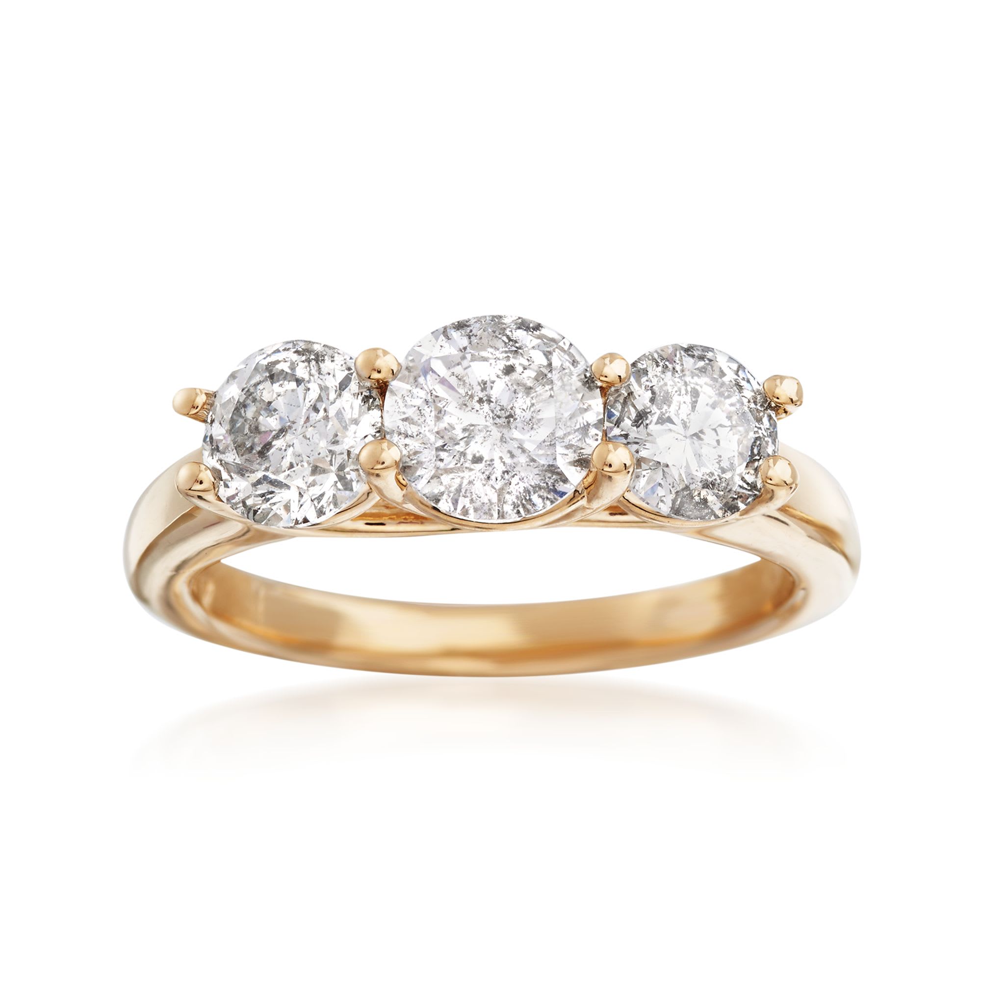 2.00 ct. t.w. Diamond Three-Stone Ring in 14kt Yellow Gold | Ross-Simons