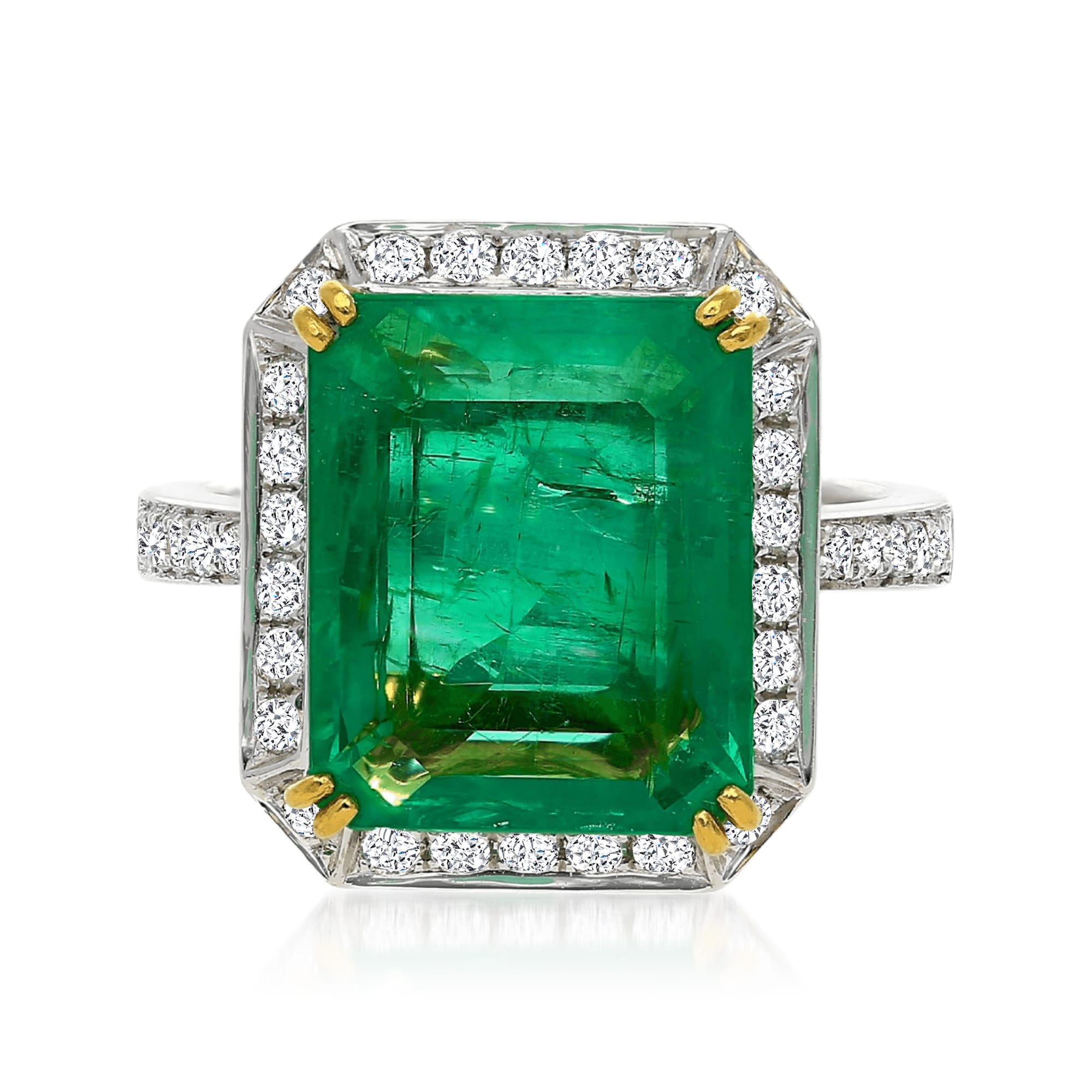 8.25 Carat Emerald Ring with .55 ct. t.w. Diamonds in 18kt Two